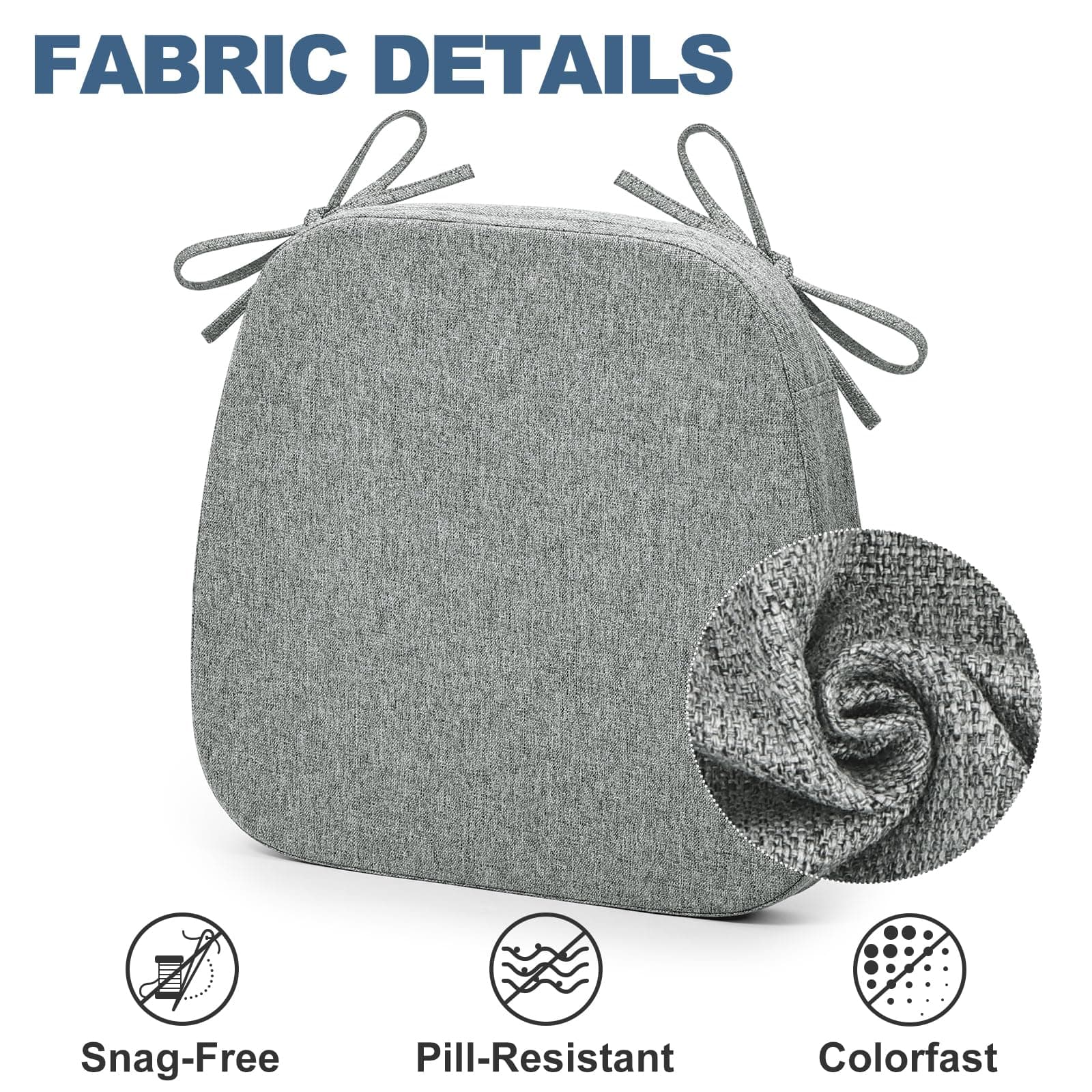 Shinnwa Set of 4 Kitchen Chair Seat Cushions Non-Slip Removable Strap Washable 1 - Thumbnail 3