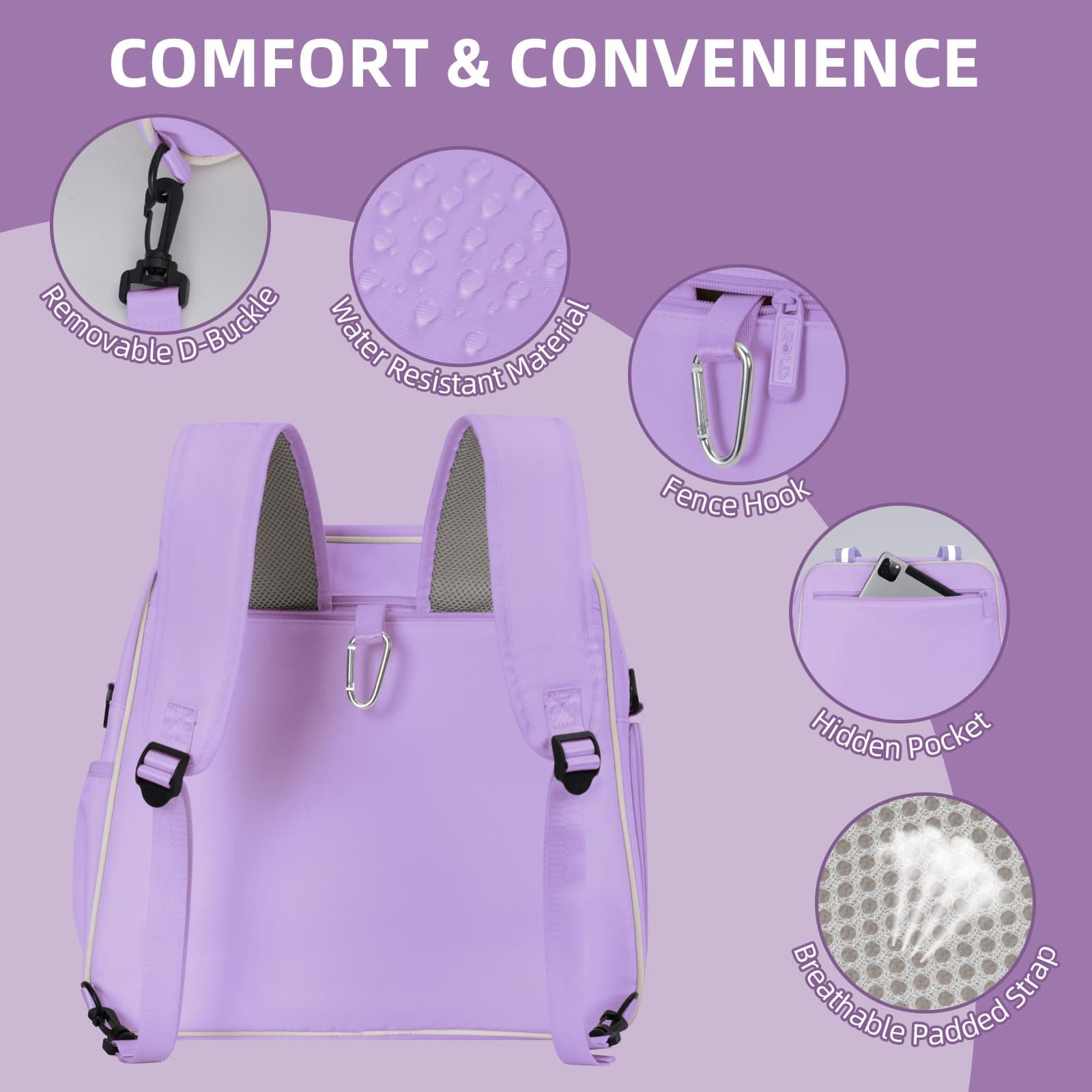Pickleball Bag Pickle Ball Backpack for Women,Pickleball Accessory Tote Sport Eq - Thumbnail 5
