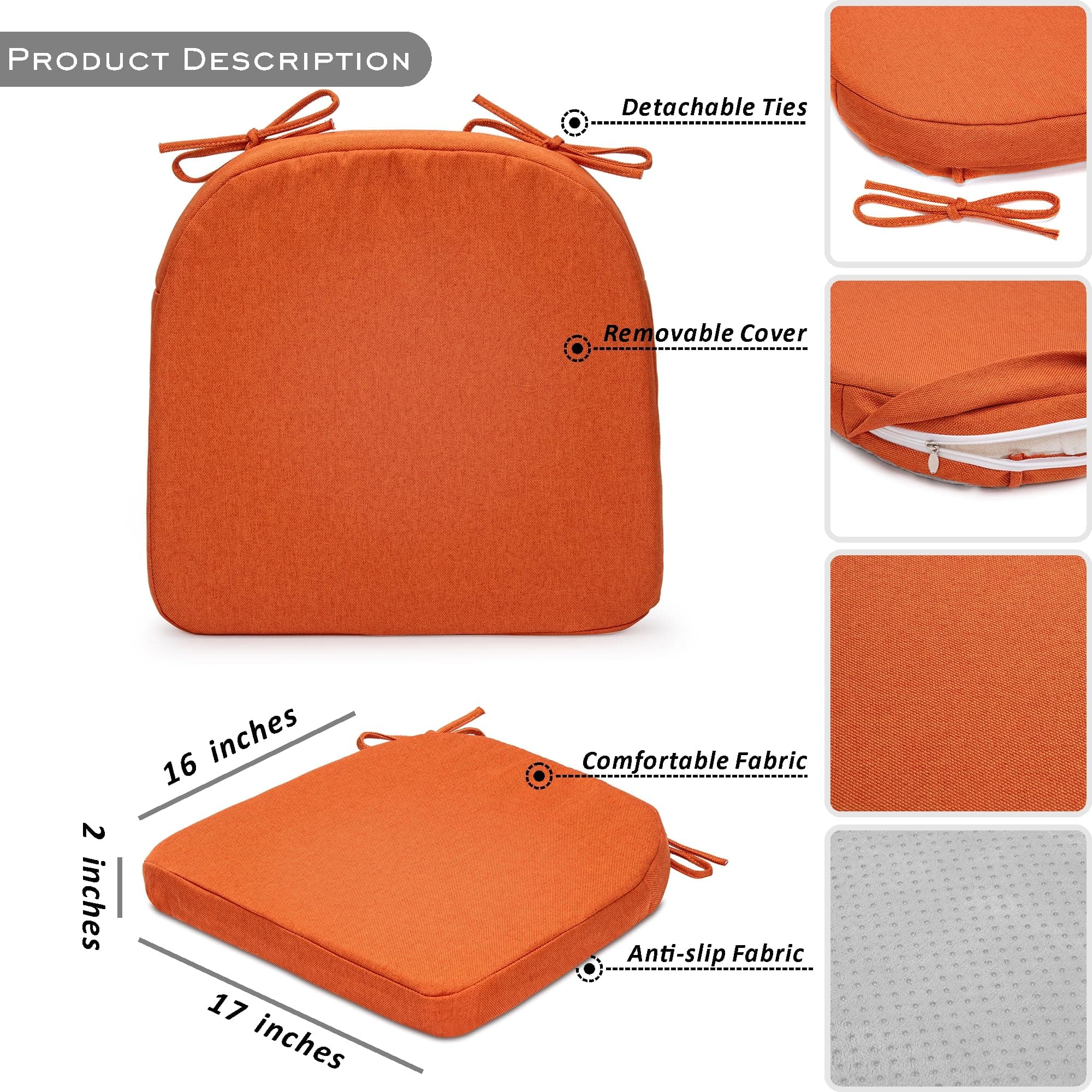 Square Moon Chair Cushions Dining Chairs High Resilience Foam Kitchen Seat Cushi - Thumbnail 5