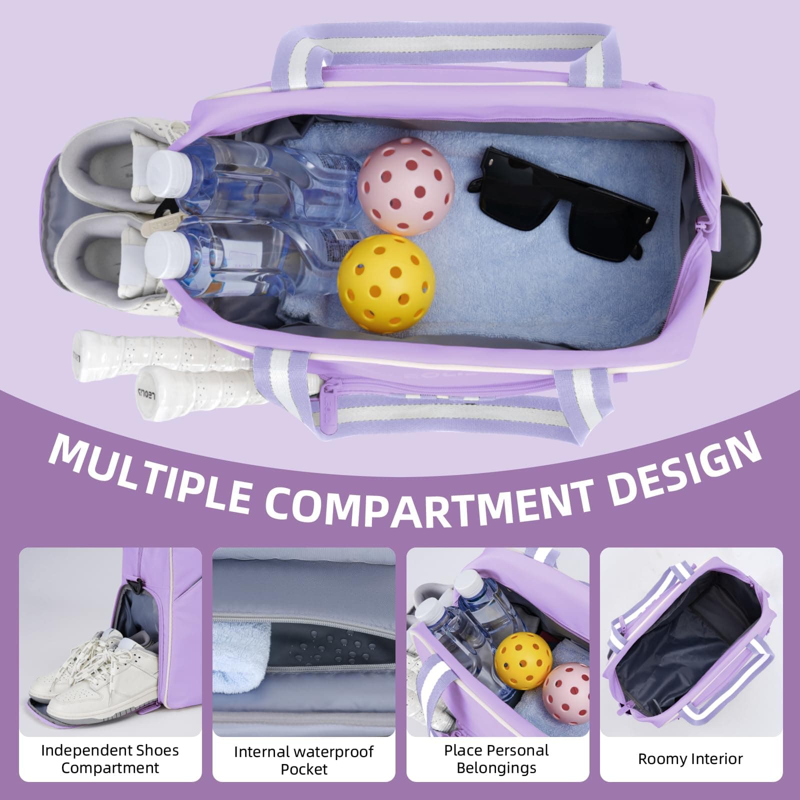 Pickleball Bag Pickle Ball Backpack for Women,Pickleball Accessory Tote Sport Eq - Thumbnail 7