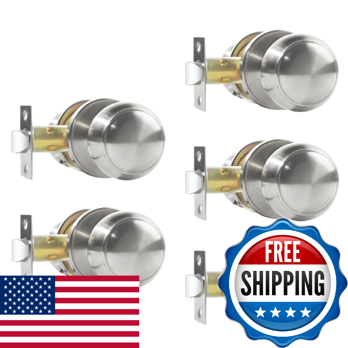 RAZCC Passage Door Knobs, 5 Pack Satin Nickel Door Knobs, for Hallway & Closet N - Image 1