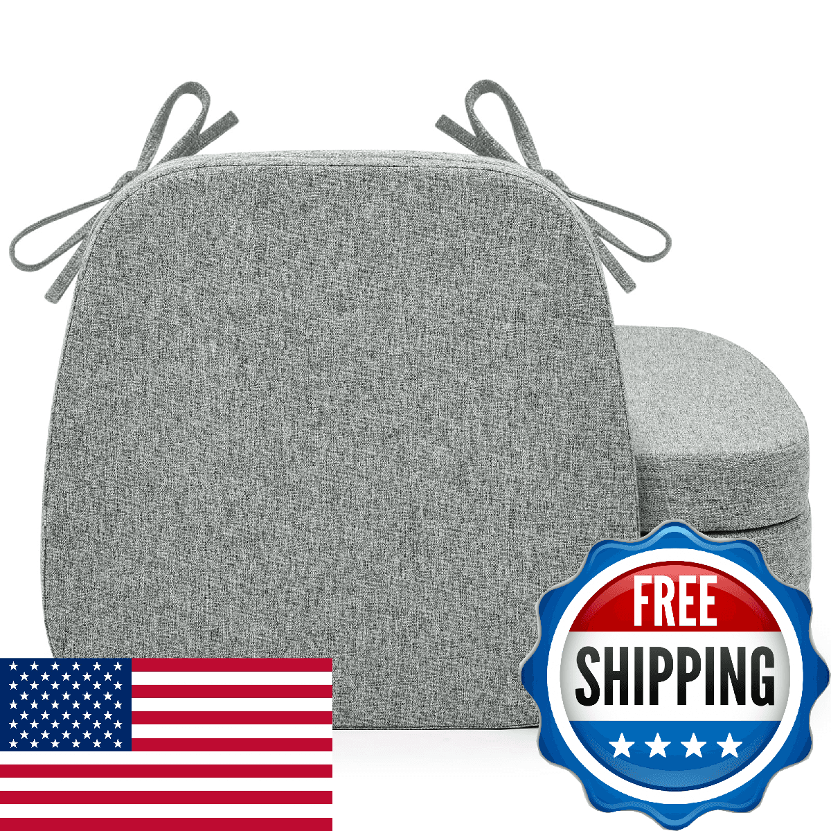 Shinnwa Set of 4 Kitchen Chair Seat Cushions Non-Slip Removable Strap Washable 1 - Image 1