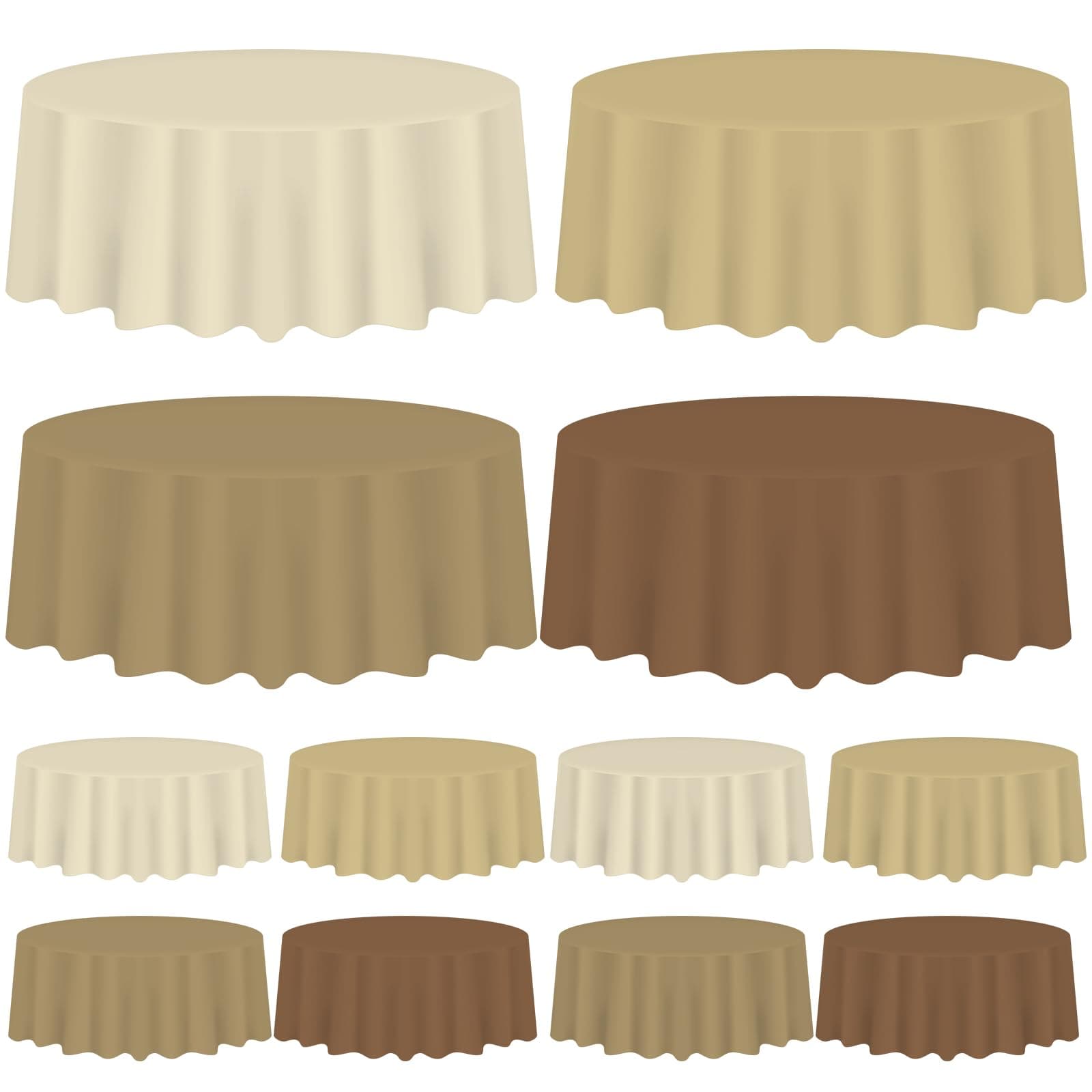Whaline 16 Pcs Brown Gradient Plastic Tablecloth 4 Colors Round Table Cover Wate