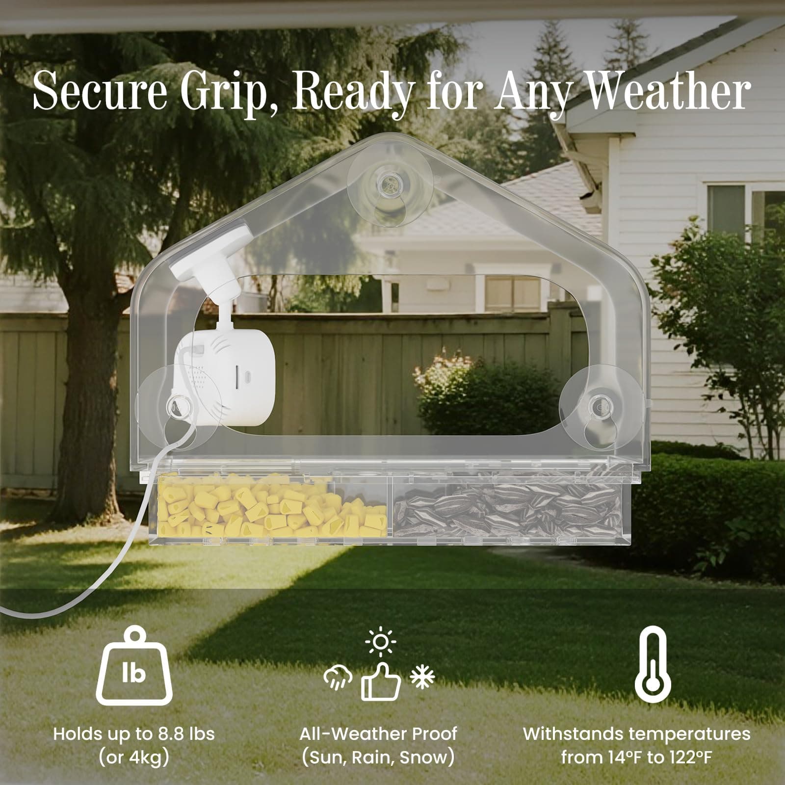 Richbird Smart Window Bird Feeder Camera with AI, Modern Design for Panoramic Vi - Thumbnail 6