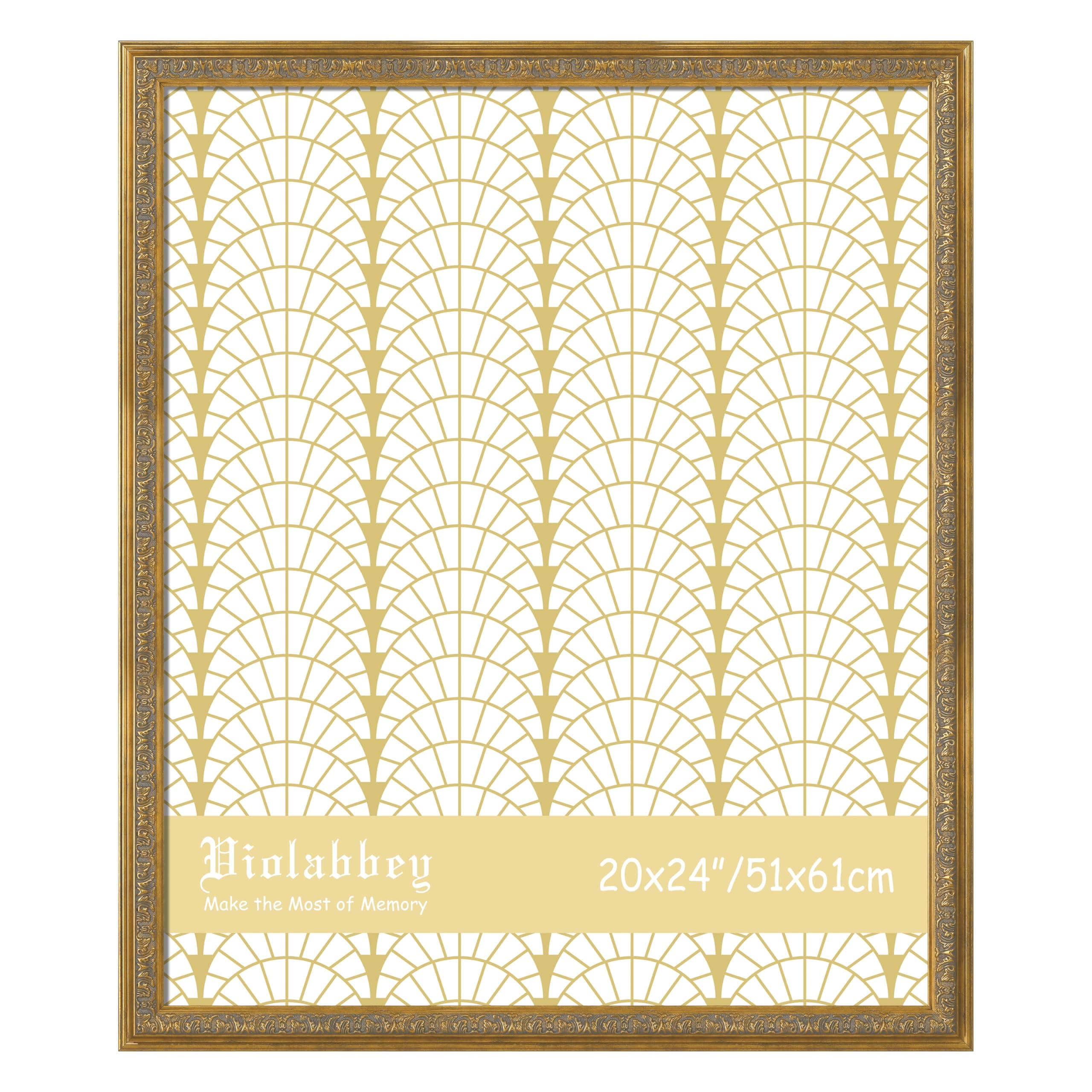 VIOLABBEY 20x24 Gold Vintage Ornate Picture Photo Frame, No Mat - Image 1