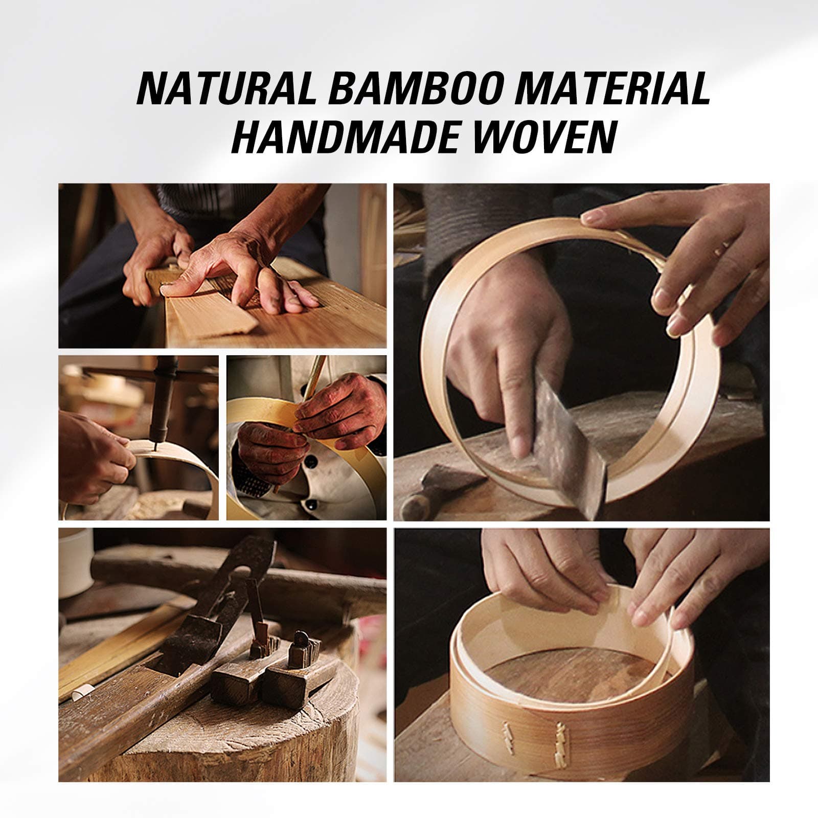 MacaRio Bamboo Steamer Basket Set 10 inch Dumpling Steamer for Cooking with Side - Thumbnail 9