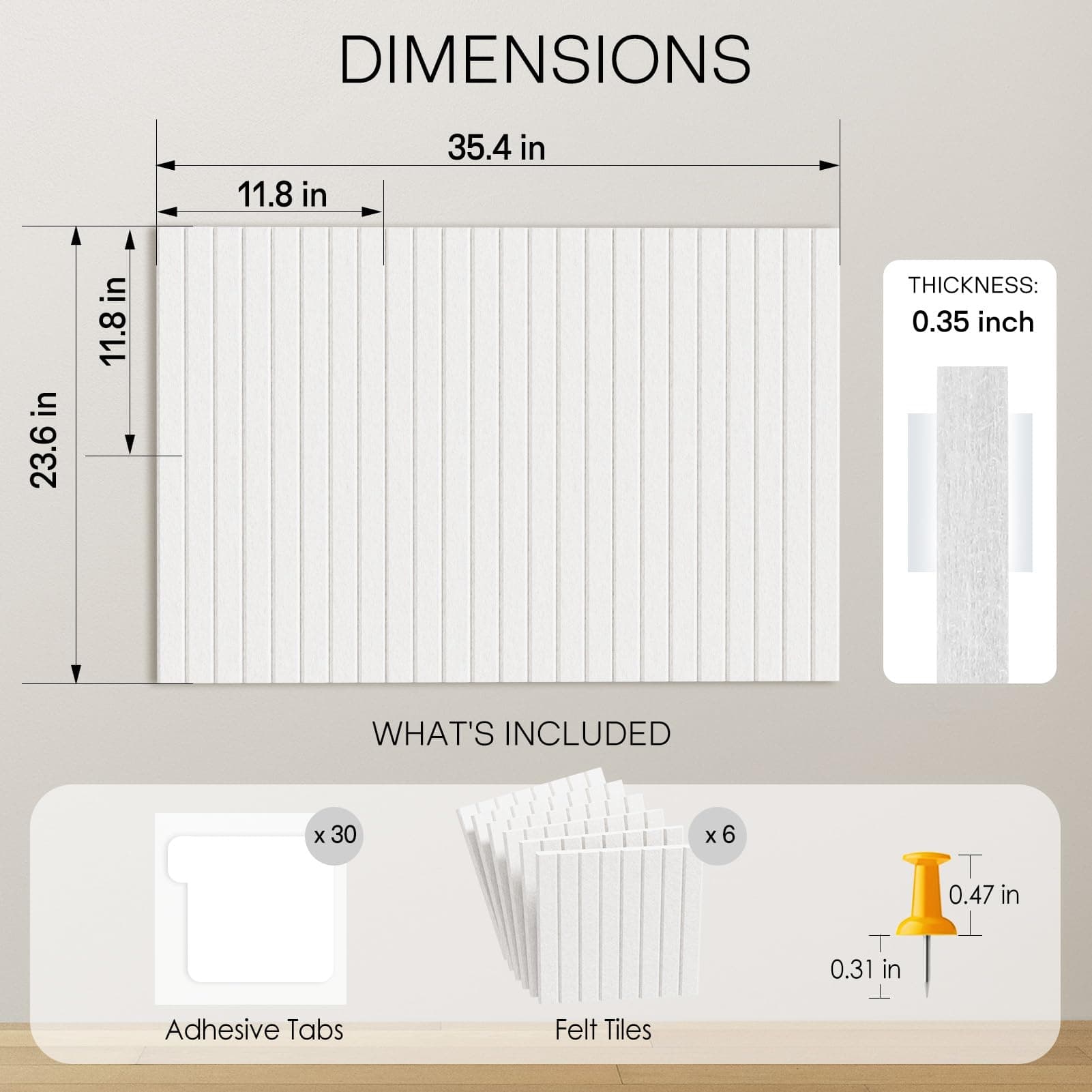 MaxGear Large Cork Boards for Walls 36" x 24", White Felt Bulletin Board Tiles f - Thumbnail 4