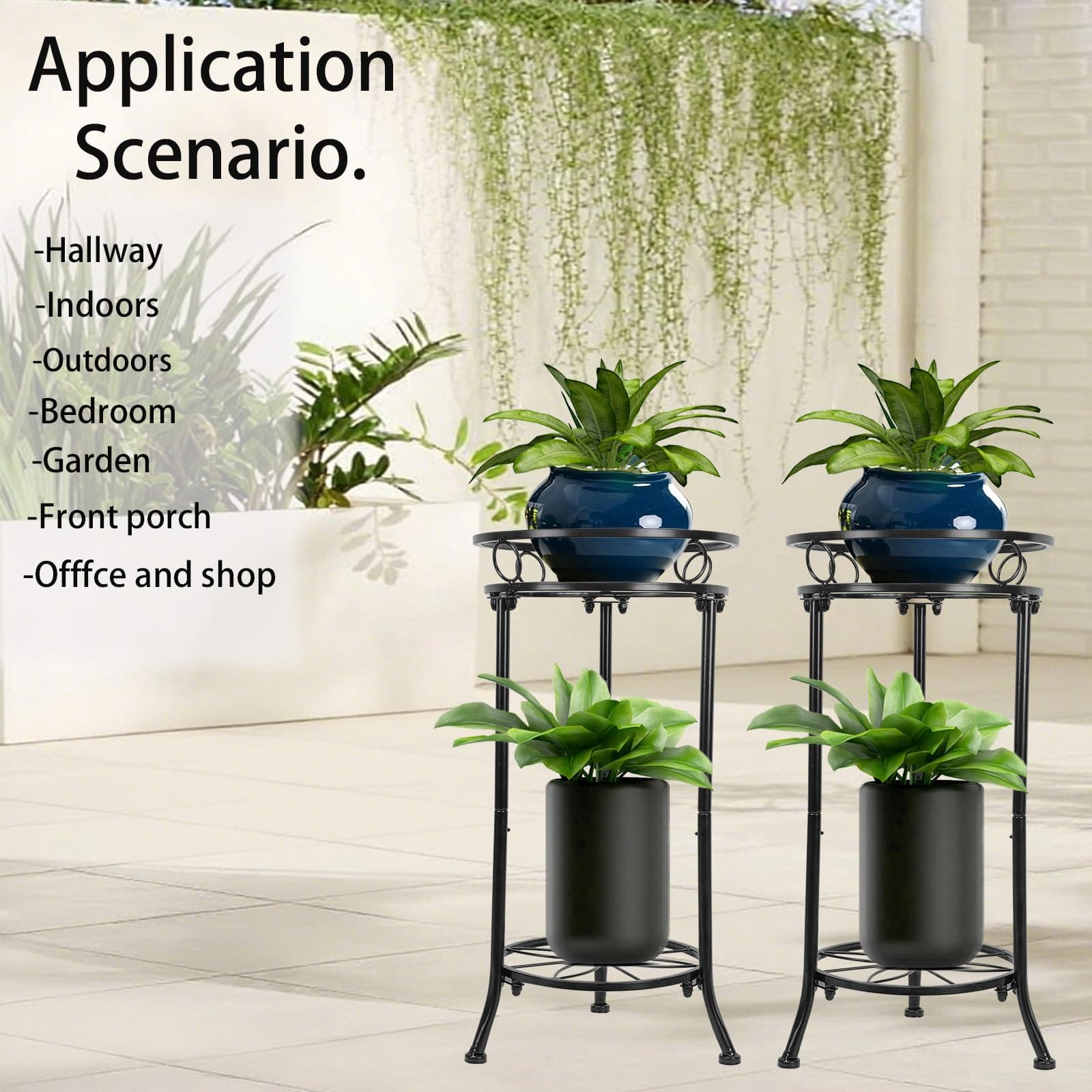 THKFUL 2Pack Plant Stand Indoor Outdoor 20.3in Heavy Duty Metal Pot Plant Stands - Thumbnail 4