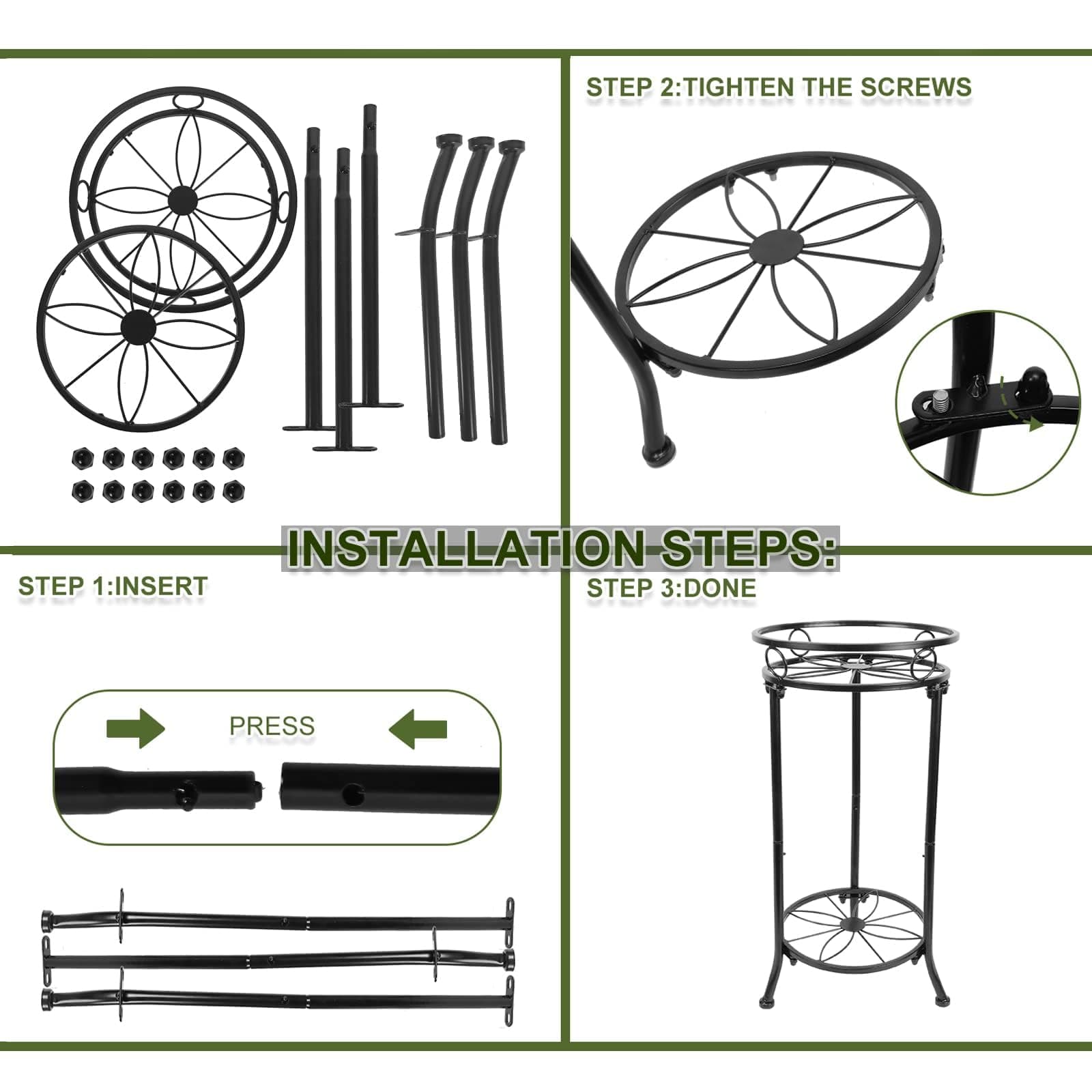 THKFUL 2Pack Plant Stand Indoor Outdoor 20.3in Heavy Duty Metal Pot Plant Stands - Thumbnail 6