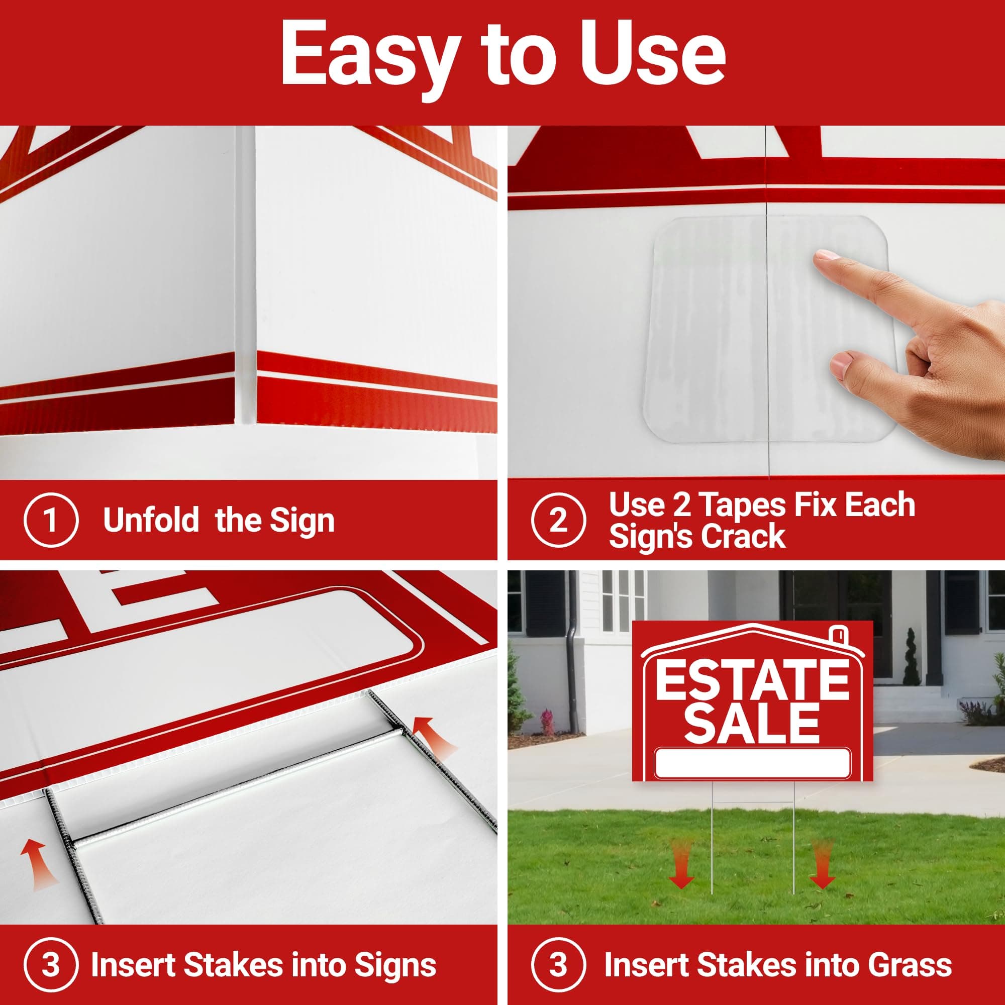 6 Pcs Estate Sale Signs with Stakes, Foldable Extra-Large Estate Sale Signs 24" - Thumbnail 3