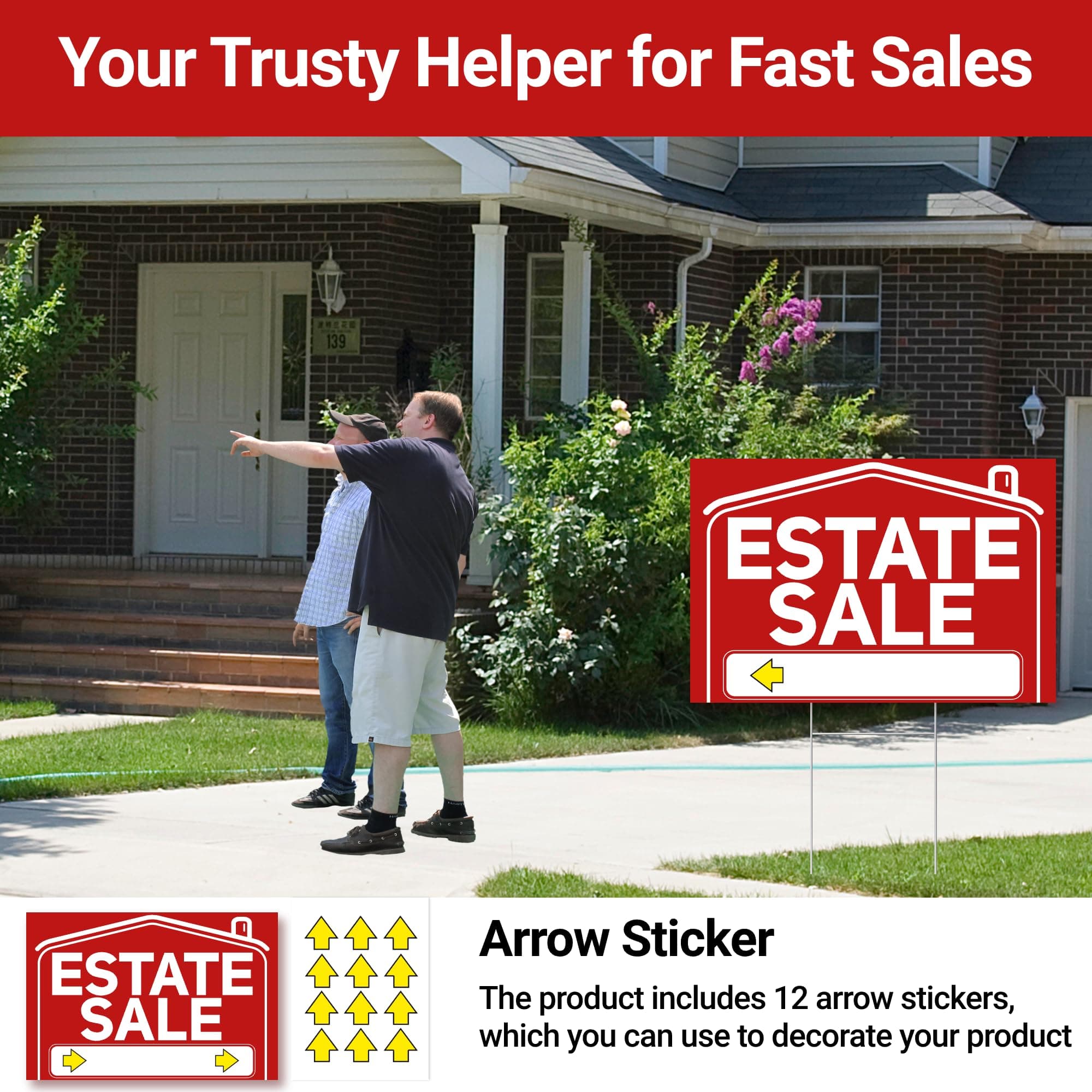 6 Pcs Estate Sale Signs with Stakes, Foldable Extra-Large Estate Sale Signs 24" - Thumbnail 4