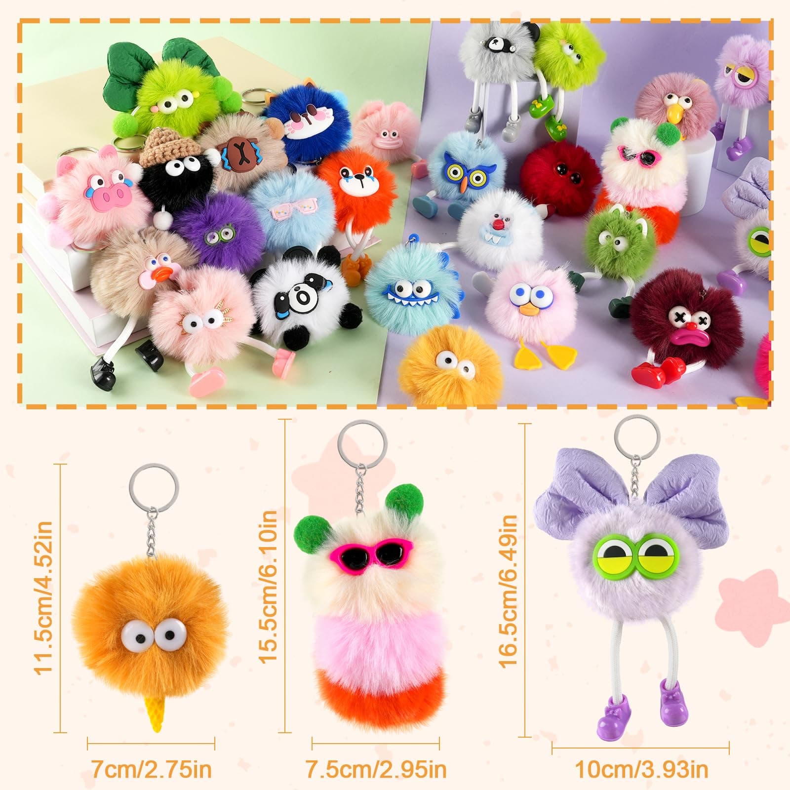 Kids Keychains, 36 Pcs Cute Plush Toy Keychains for Boys Girls Birthday Valentin - Thumbnail 2