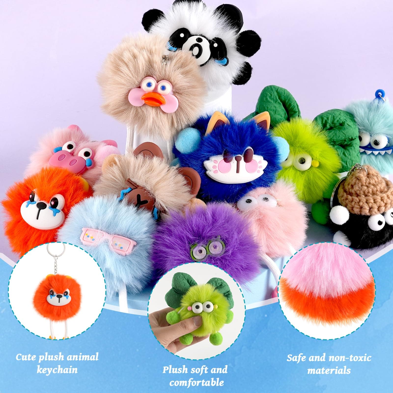 Kids Keychains, 36 Pcs Cute Plush Toy Keychains for Boys Girls Birthday Valentin - Thumbnail 4