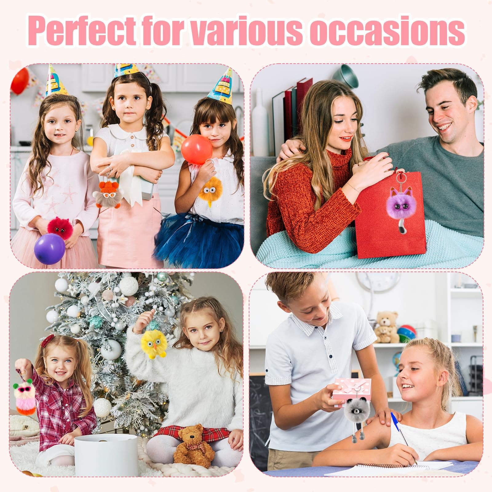 Kids Keychains, 36 Pcs Cute Plush Toy Keychains for Boys Girls Birthday Valentin - Thumbnail 7