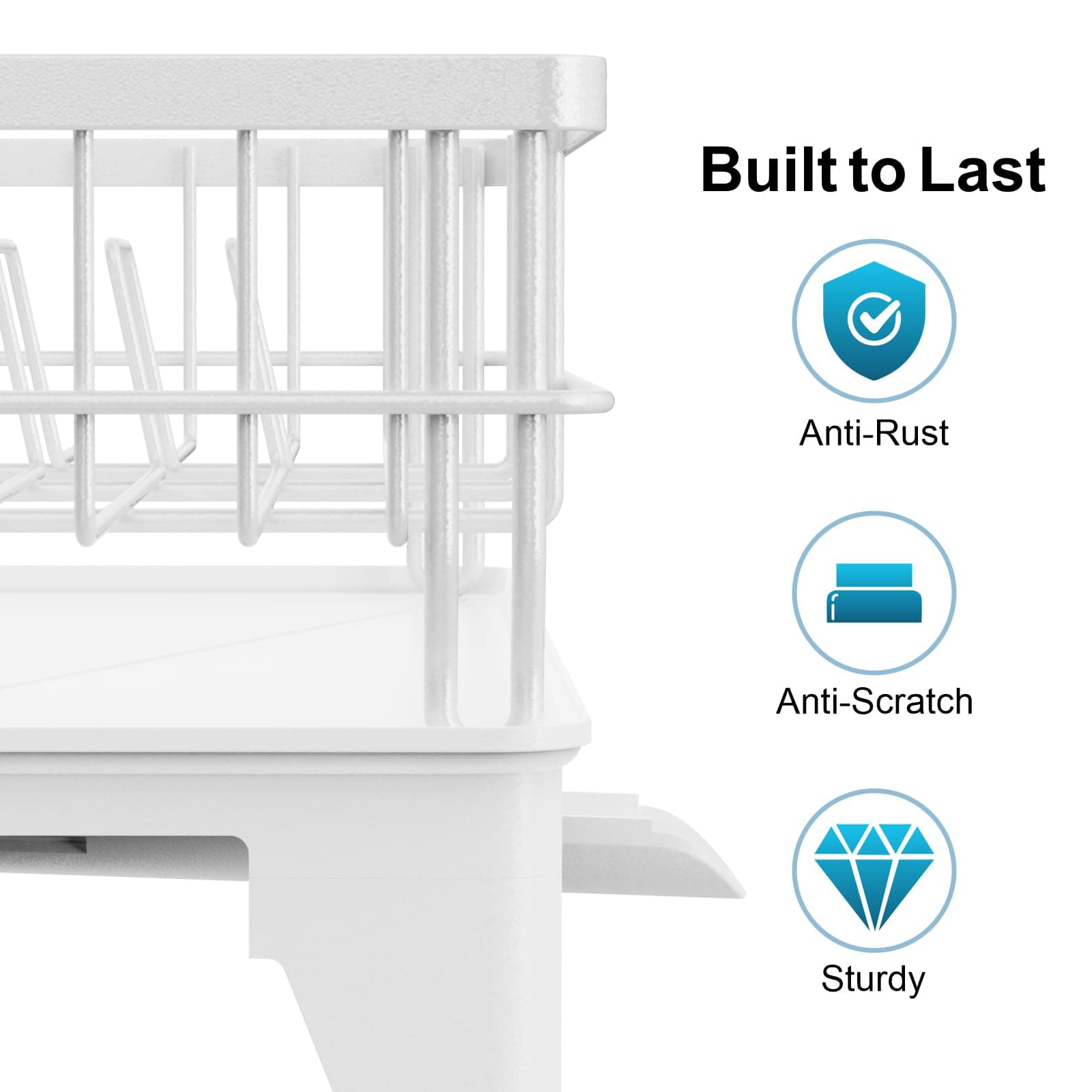 GSlife Expandable Dish Drying Rack Kitchen Counter Large Capacity 2-in-1 Rust Re - Thumbnail 7