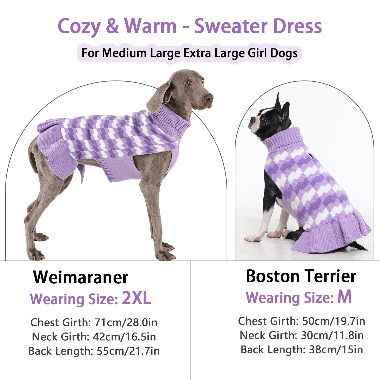 OUOBOB Girl Dog Sweater Dress for Small Medium Dogs,Dog Sweater Dress with Leash - Thumbnail 5