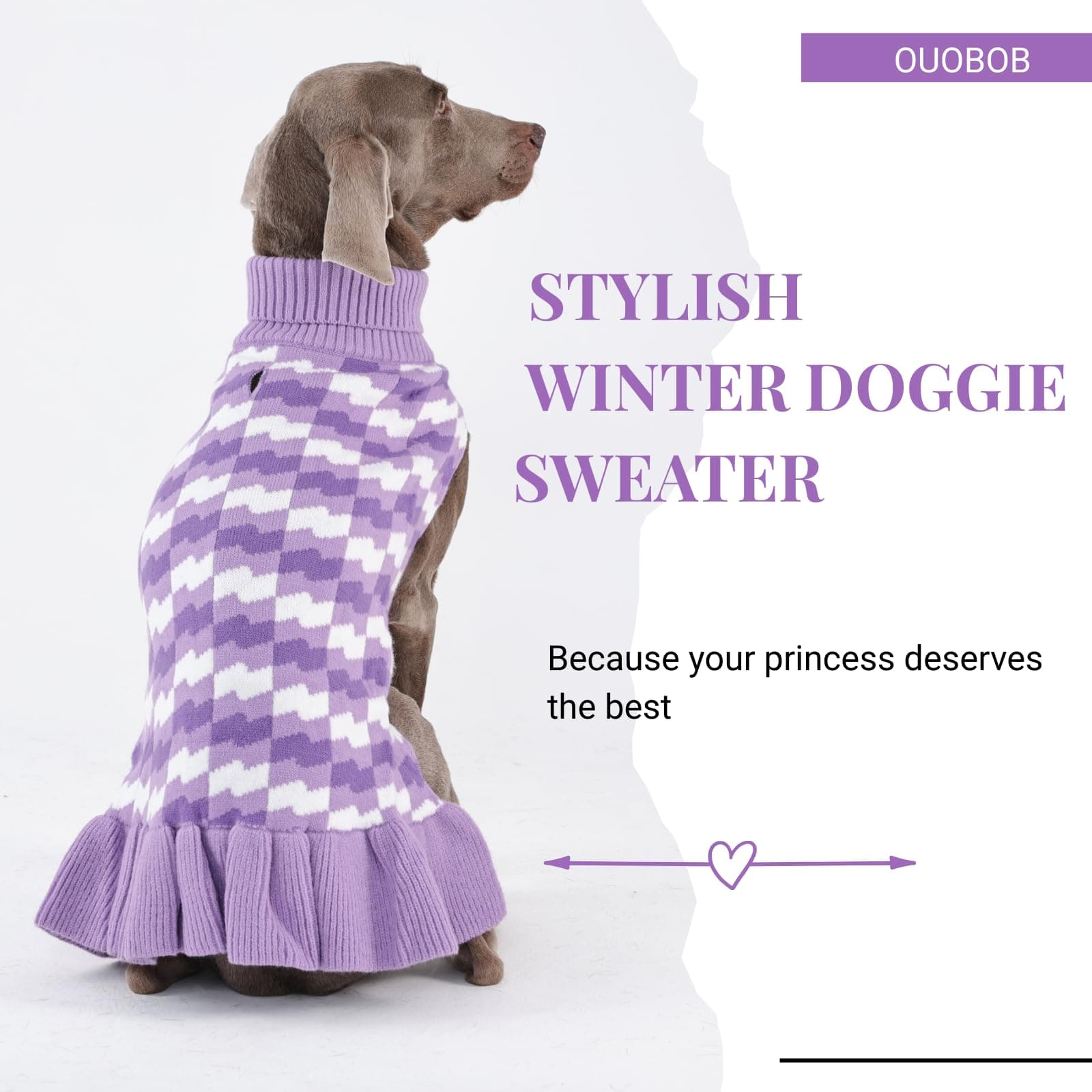 OUOBOB Girl Dog Sweater Dress for Small Medium Dogs,Dog Sweater Dress with Leash - Thumbnail 7