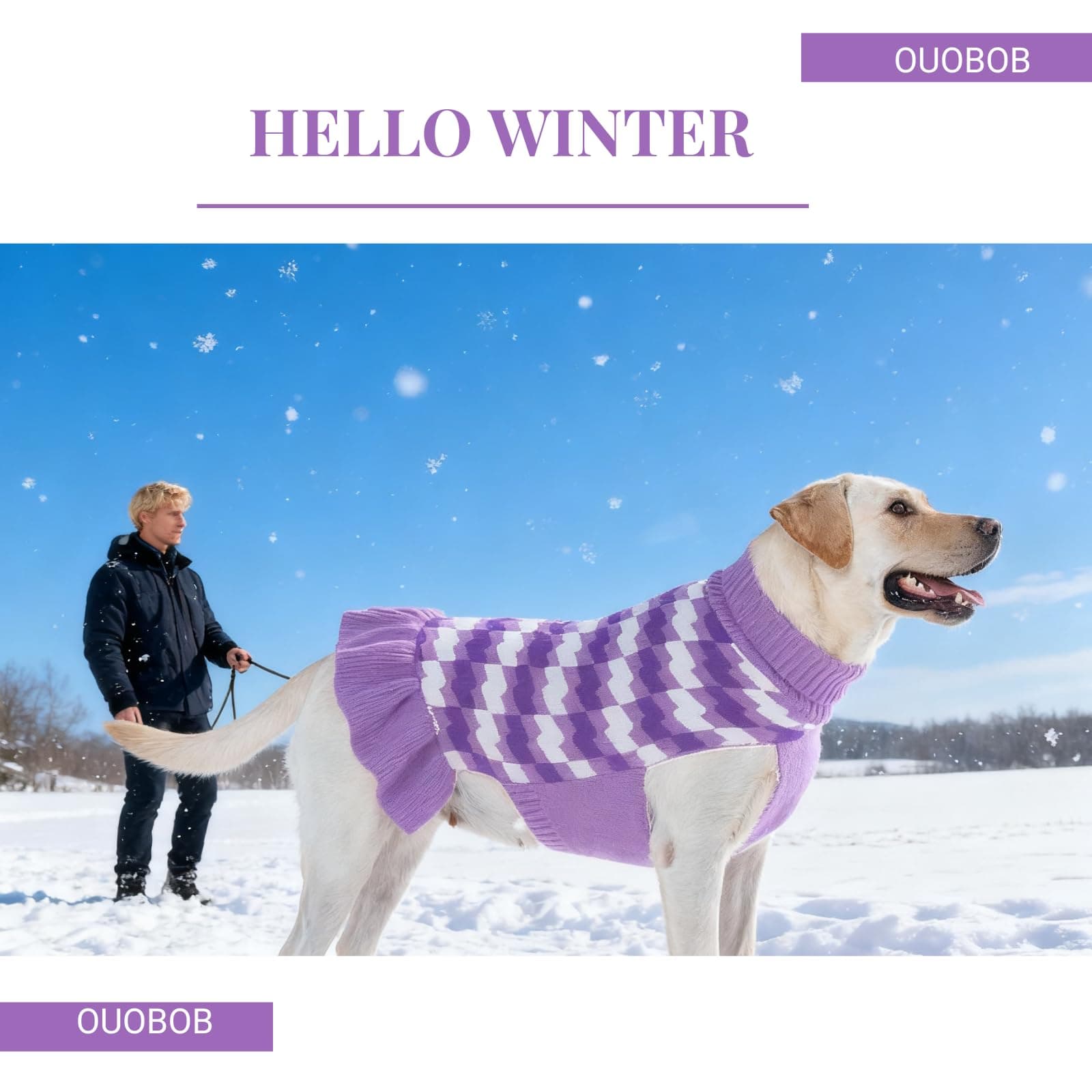 OUOBOB Girl Dog Sweater Dress for Small Medium Dogs,Dog Sweater Dress with Leash - Thumbnail 9