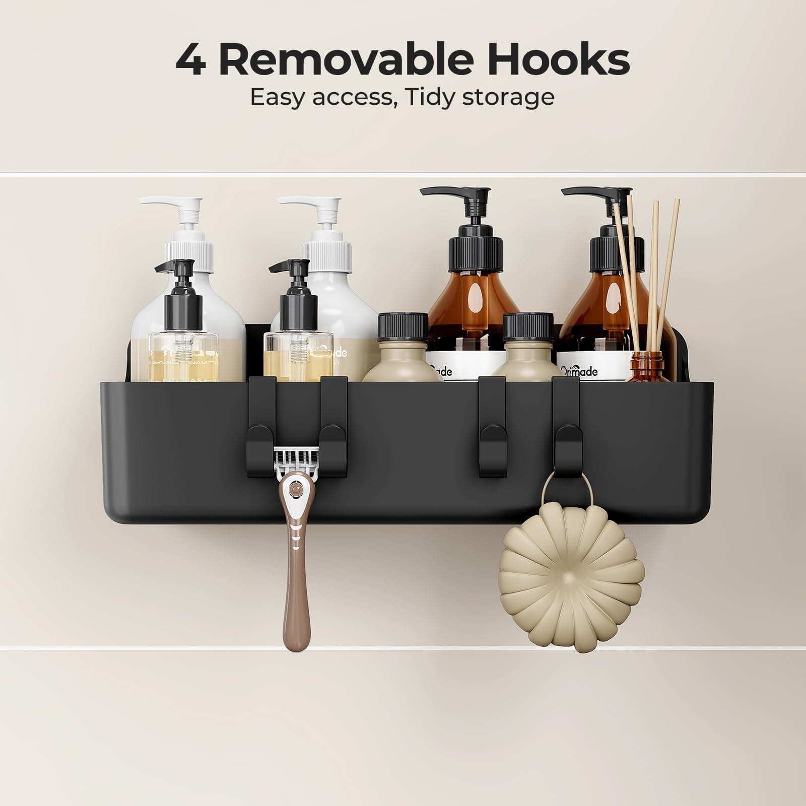Orimade Shower Caddy 3-Pack No-Drill Adhesive Shelves with Hooks Bathroom Rustpr - Thumbnail 9