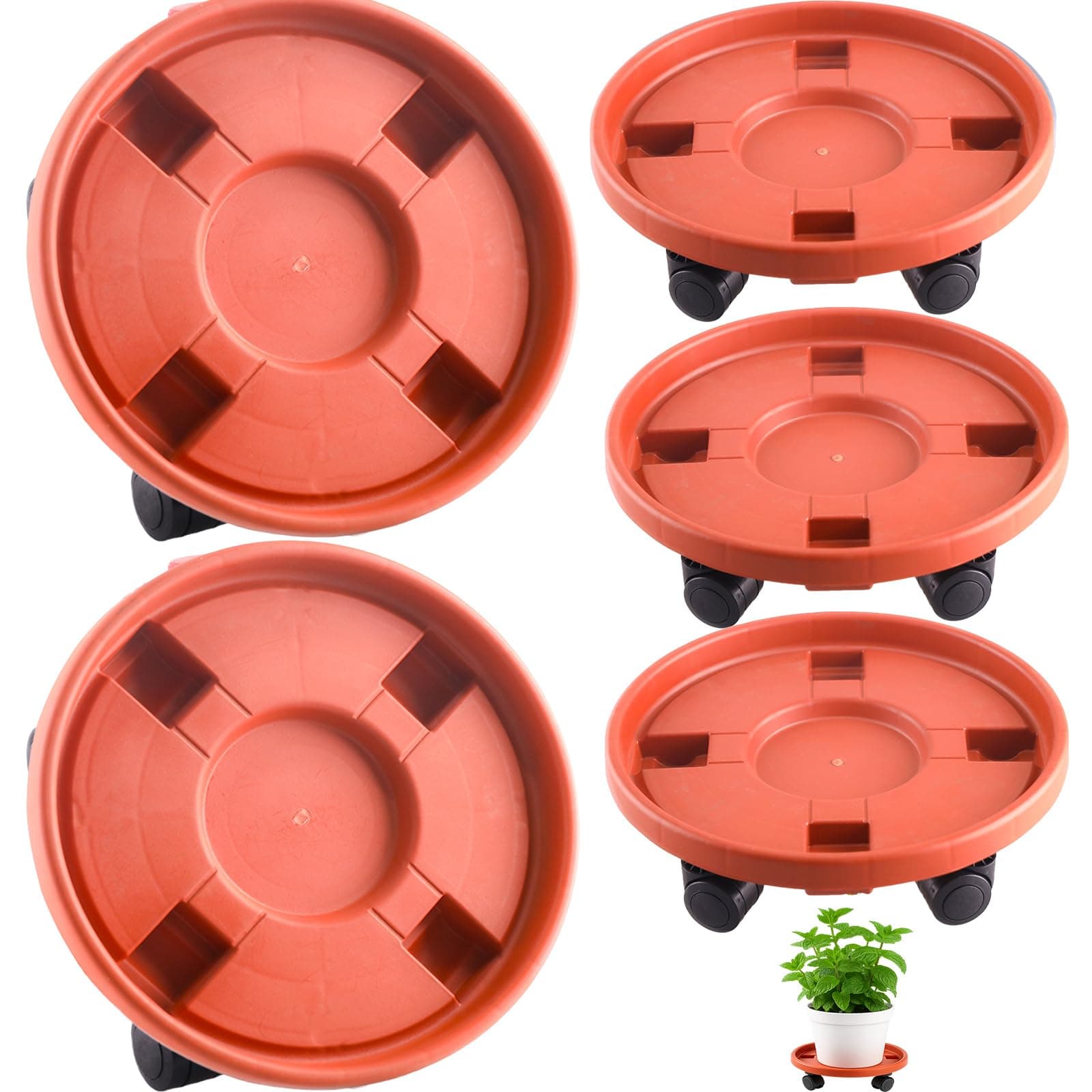 Tulpeed Rolling Plant Stand with Wheels 5 Pack 15.7 Inch Plant Caddy with Wheels - Image 1