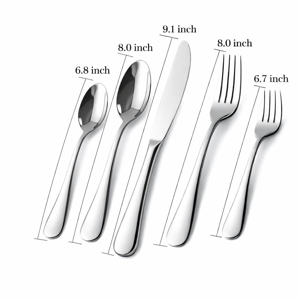 Silverware Set 20-Piece, Stainless Steel Flatware Cutlery Set for 4, Mirror Poli - Thumbnail 7