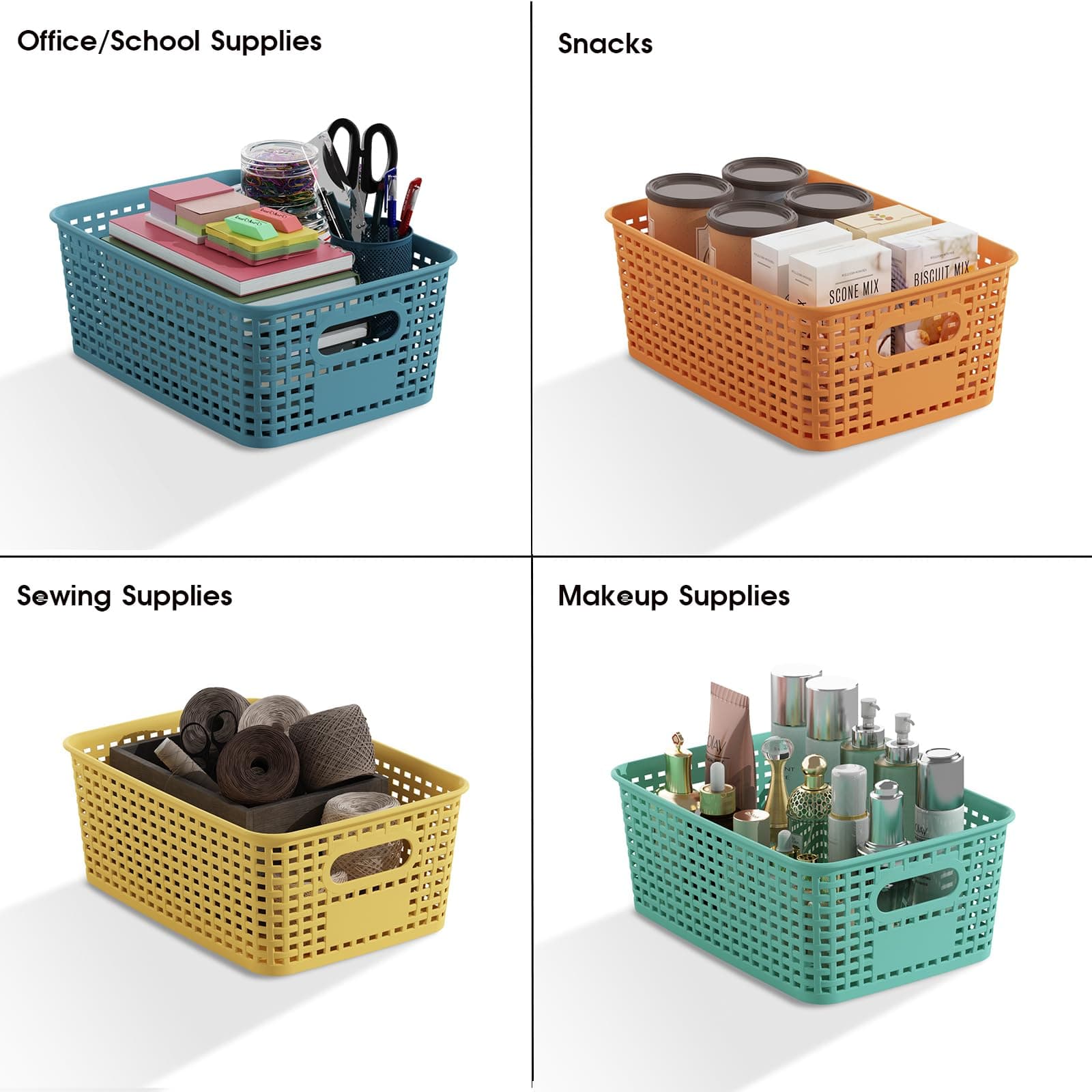 ORGIDOL Plastic Storage Basket with Lids 12 Pack Stackable Colorful Storage Bins - Thumbnail 6