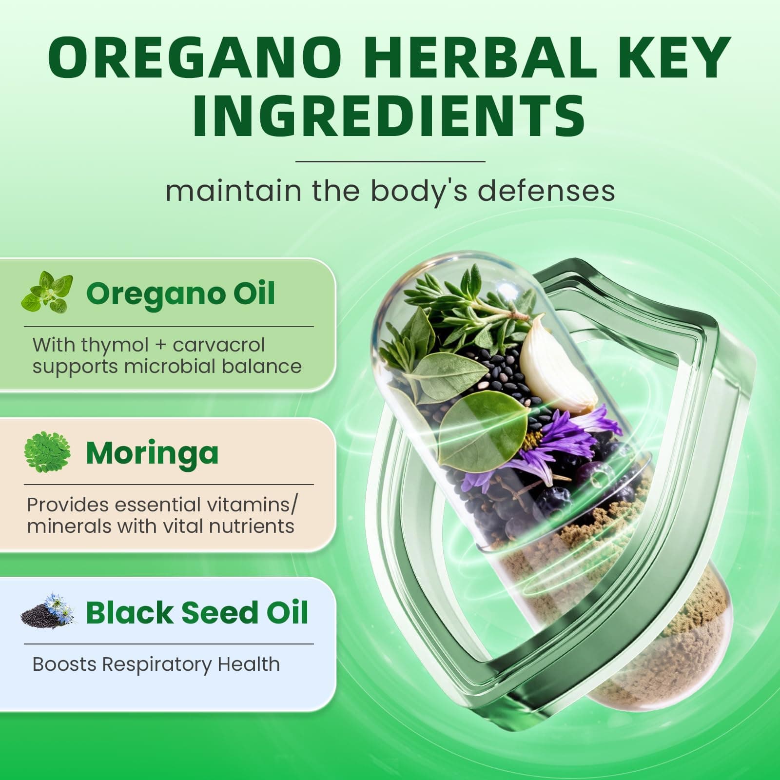 2PCS Oil of Oregano with Black Seed Oil - Oregano Oil Capsules Organic | Moringa - Thumbnail 3
