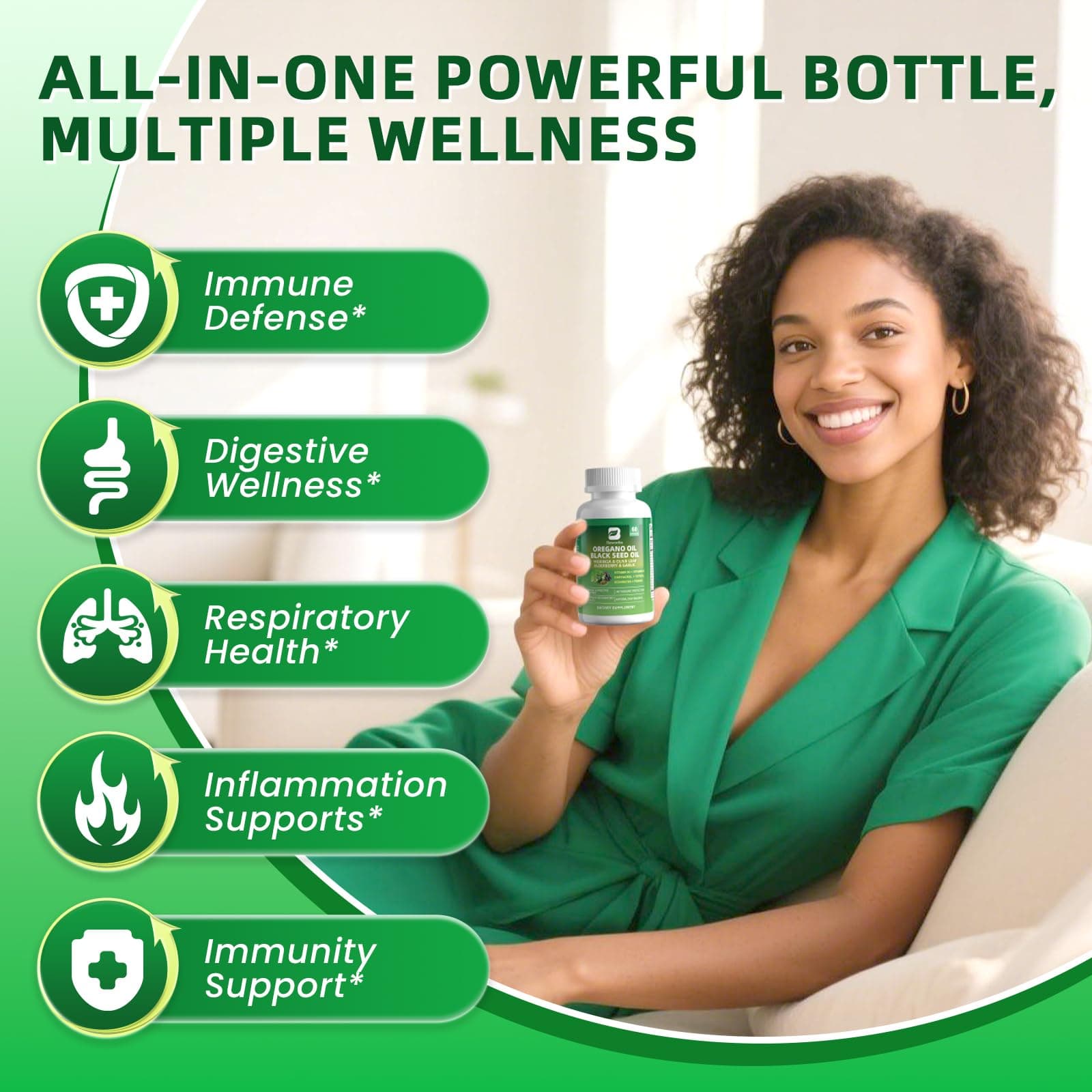 2PCS Oil of Oregano with Black Seed Oil - Oregano Oil Capsules Organic | Moringa - Thumbnail 4