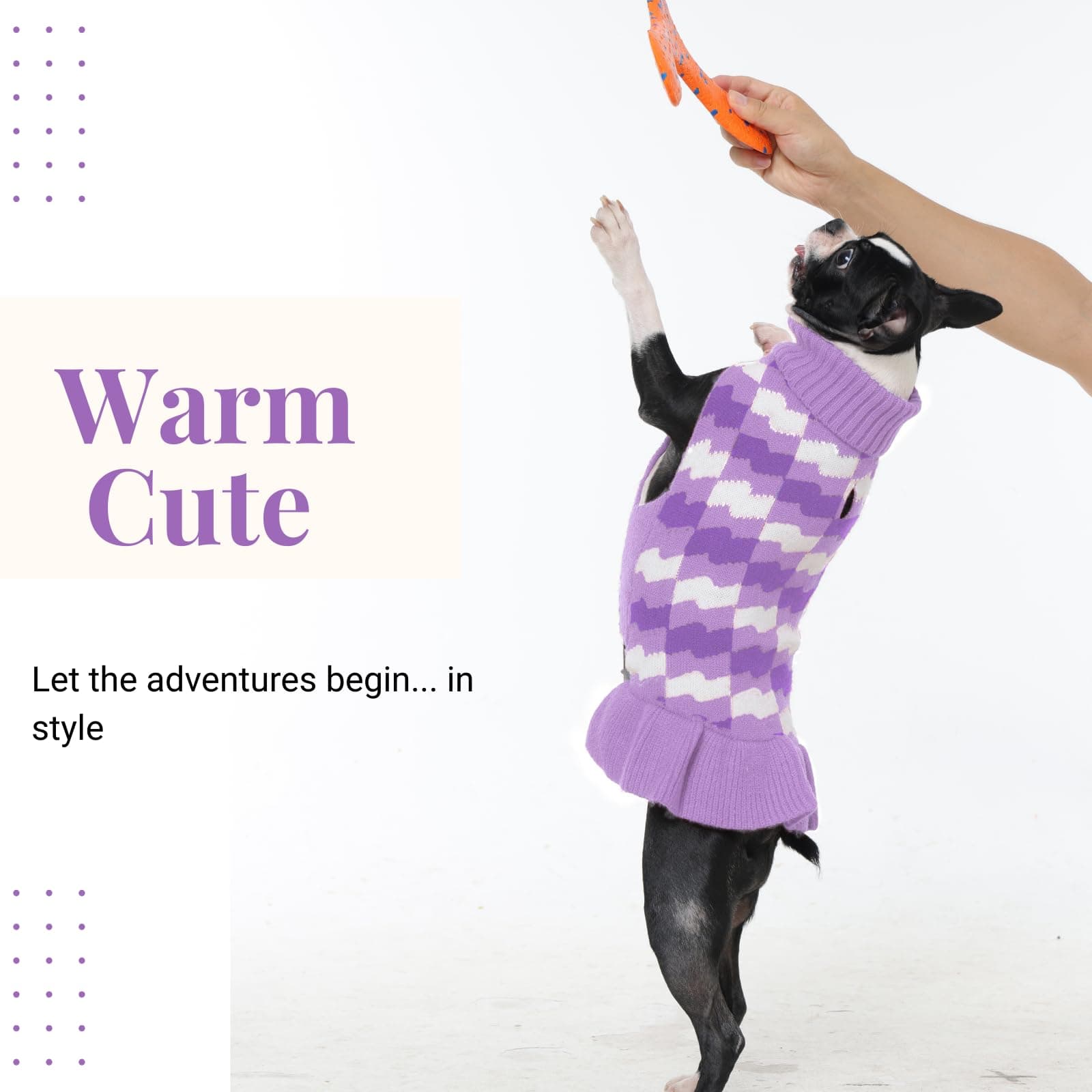 OUOBOB Girl Dog Sweater Dress for Small Medium Dogs,Dog Sweater Dress with Leash - Thumbnail 6
