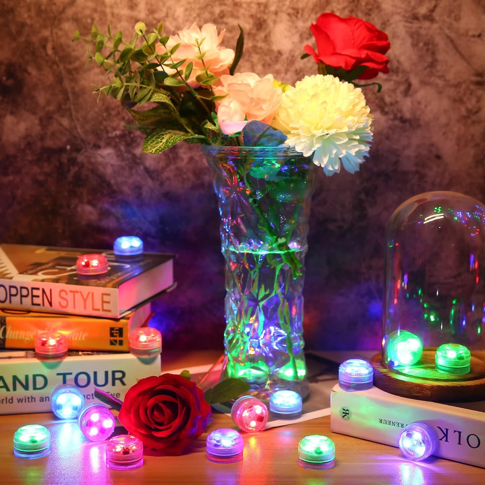 RGB Waterproof Submersible LED Lights 12PCS with Remote & Timer Battery-Operated - Thumbnail 7