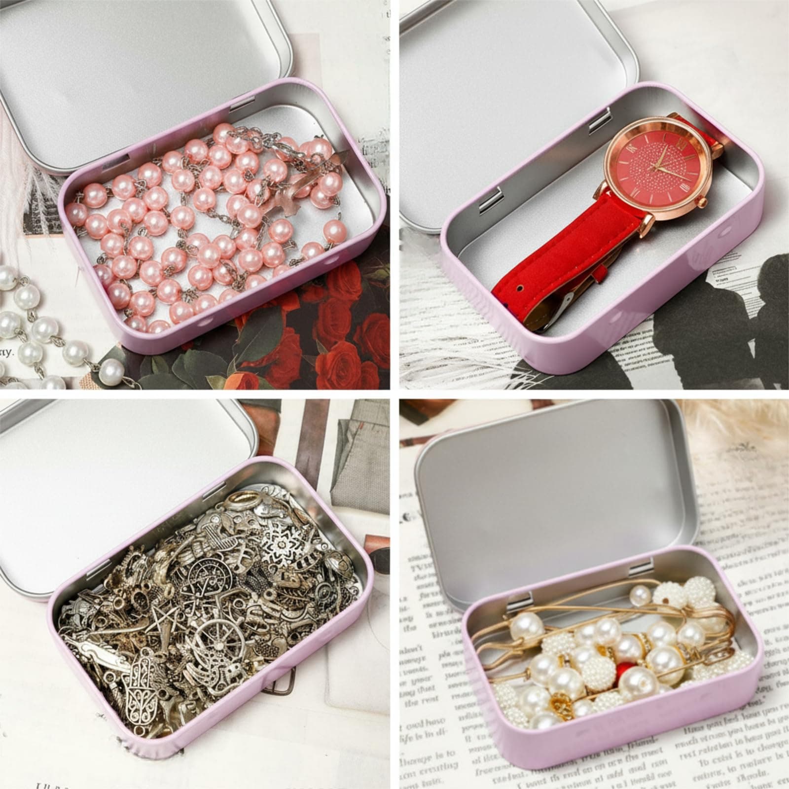 Meekoo 162 Pcs Metal Small Tins with Lids Rectangular Storage Container Kit 80 T - Thumbnail 7