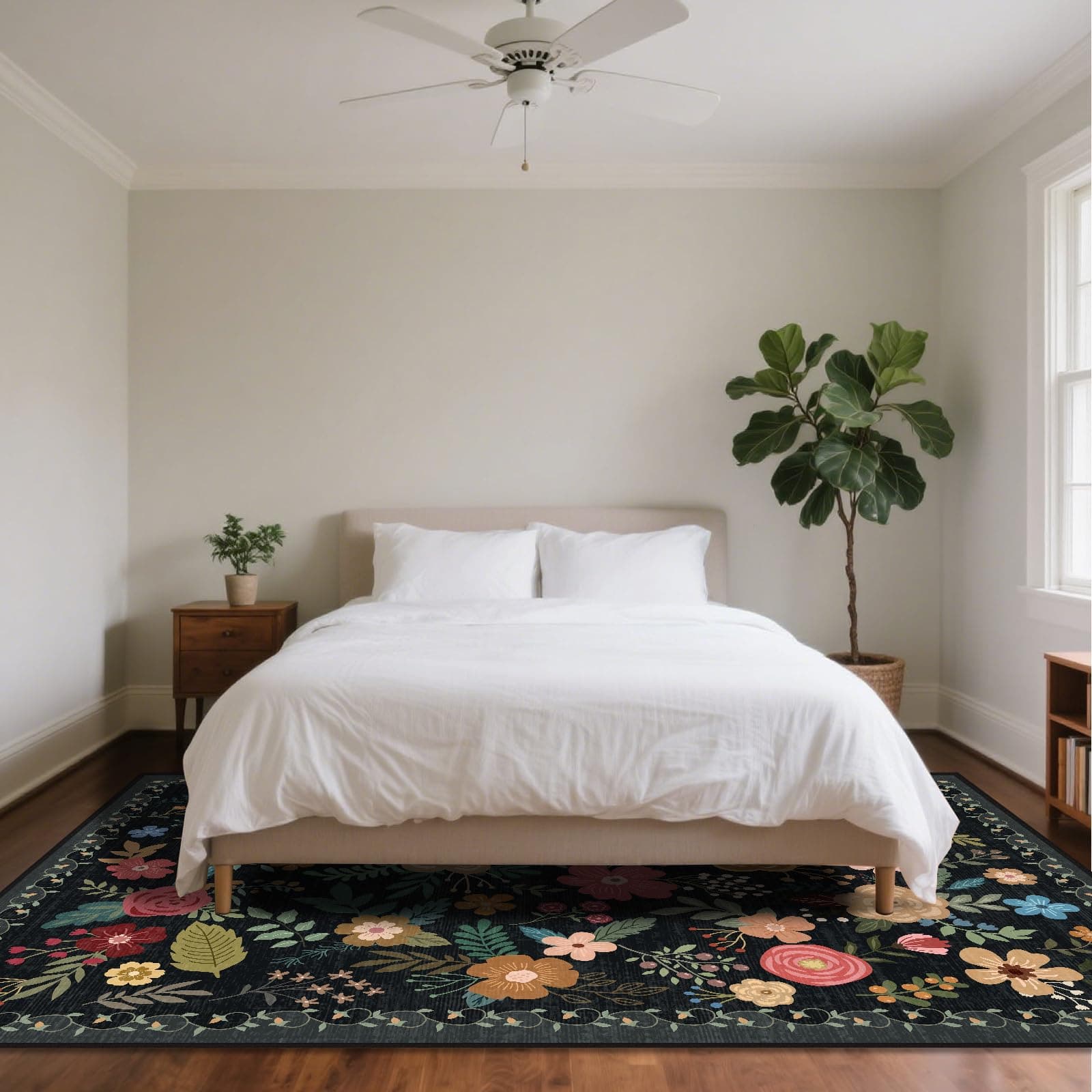 6x9 Area Rug Floral Rugs for Living Room Stain-Resistant Washable Non-Slip Indoo - Thumbnail 4