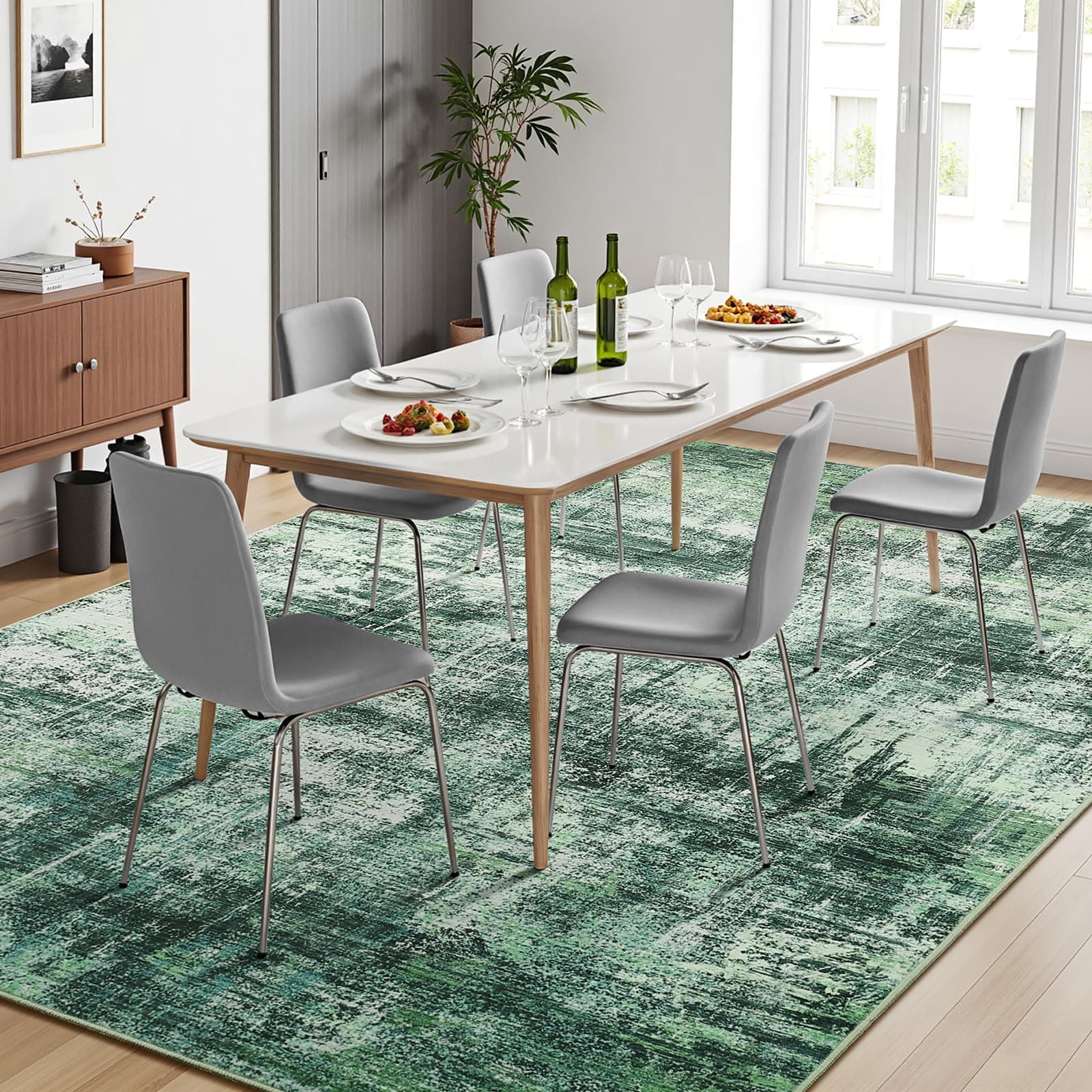 Lofus 5x7 Area Rug for Living Room, Green Abstract Rugs with Non-Slip Backing, N - Thumbnail 3