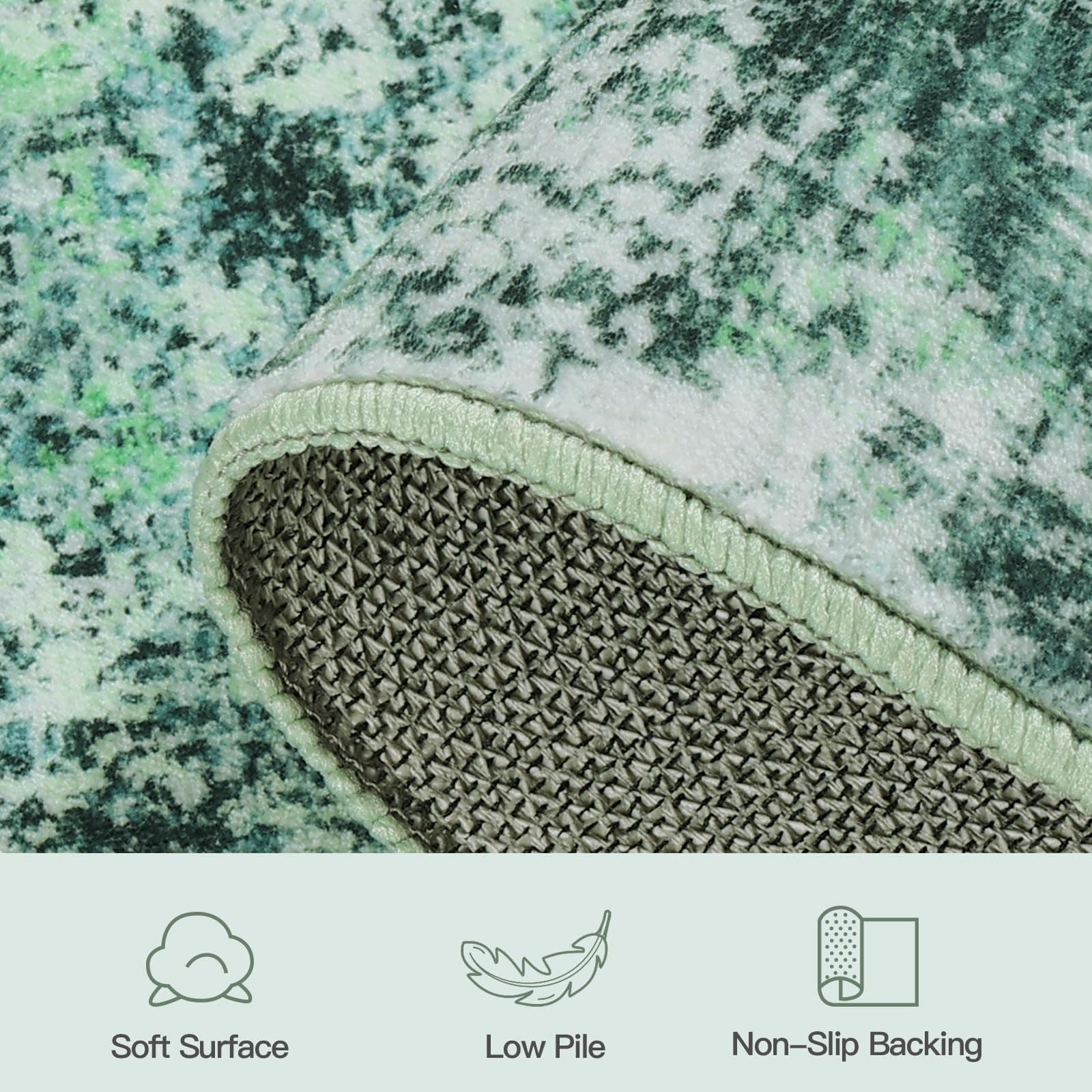 Lofus 5x7 Area Rug for Living Room, Green Abstract Rugs with Non-Slip Backing, N - Thumbnail 7