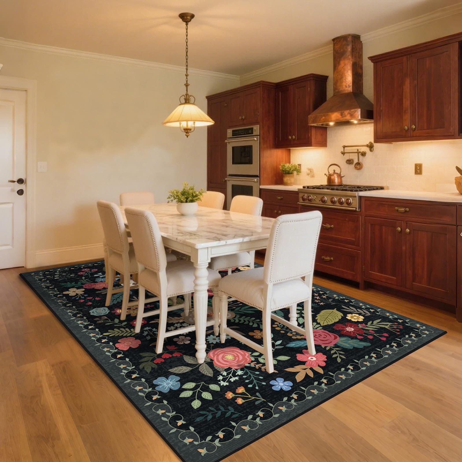 6x9 Area Rug Floral Rugs for Living Room Stain-Resistant Washable Non-Slip Indoo - Thumbnail 3