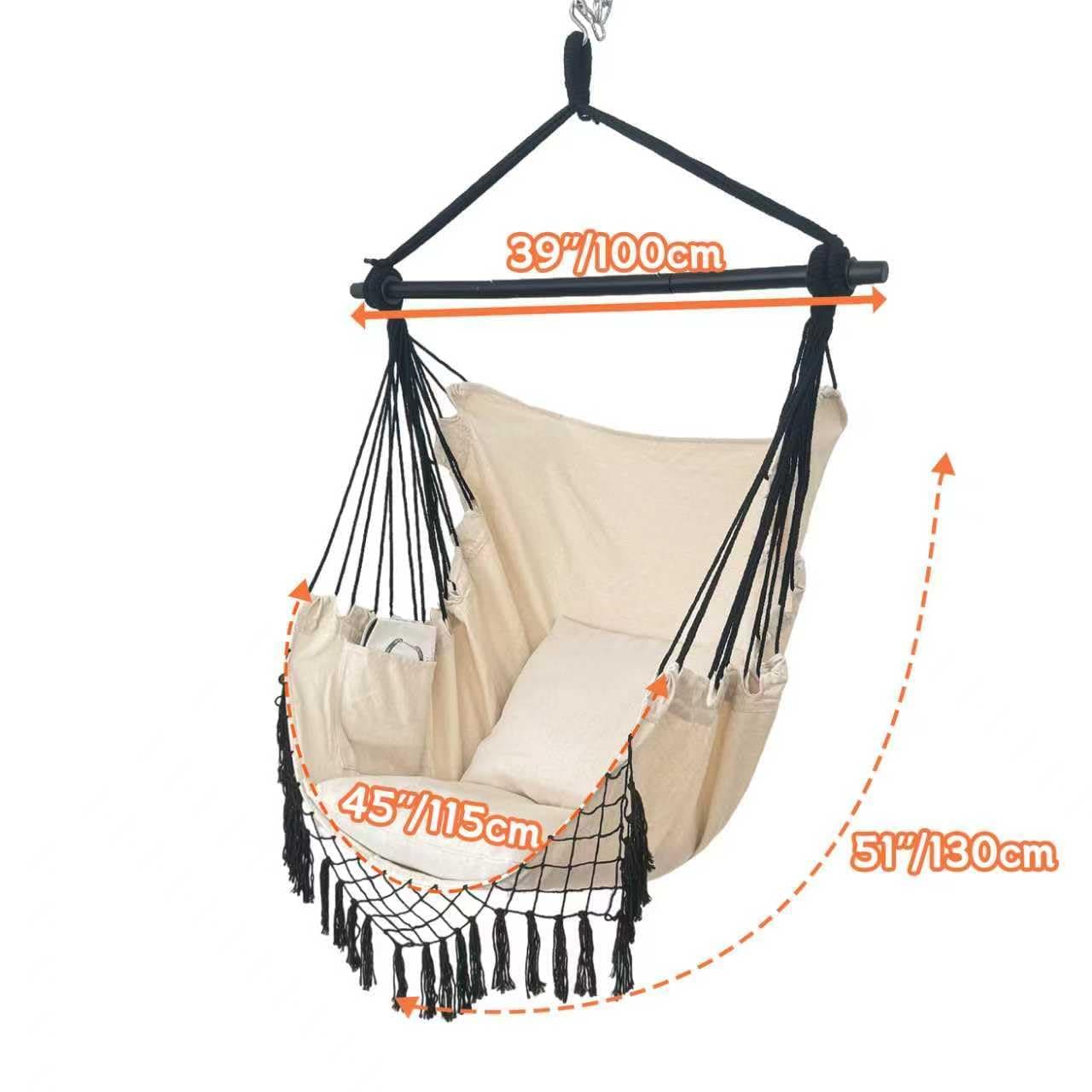 PIRNY Hammock Chair Hanging Rope Swing Chair Max 450 Lbs Large Hanging Chair Poc - Thumbnail 4