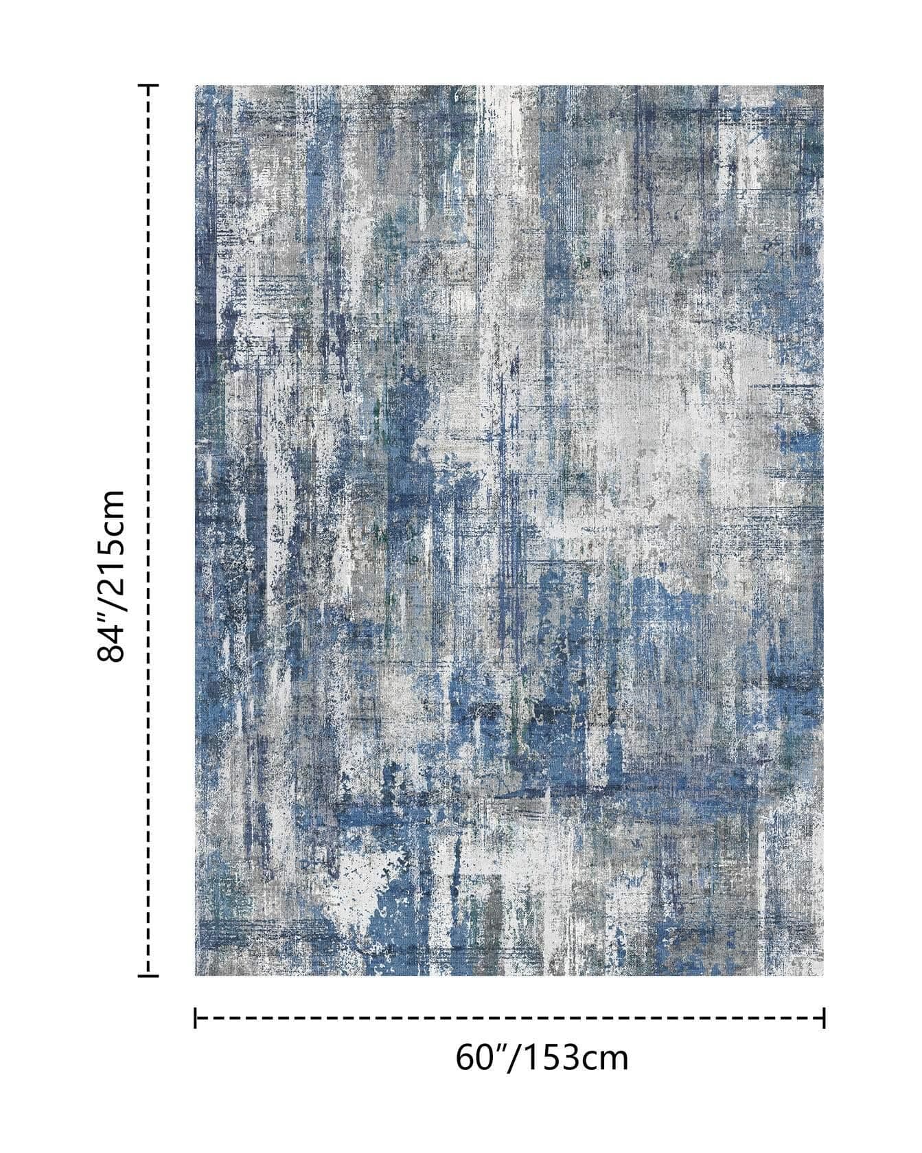 Latte&Fog 5x7 Area Rugs for Living Room Bedroom, Blue Modern Abstract Neutral Wa - Thumbnail 2