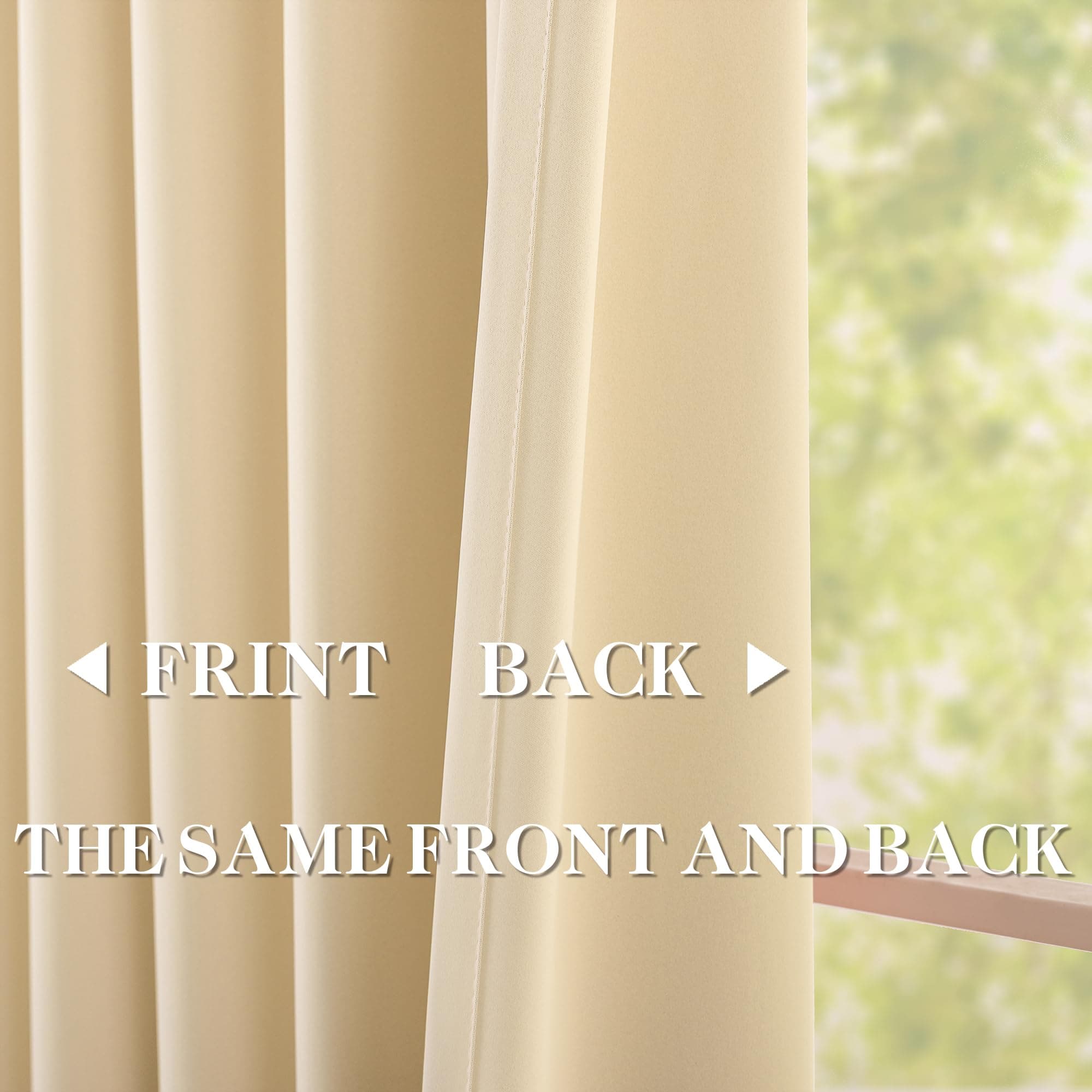 DONREN Beige Pinch Pleated Blackout Curtains with Hooks - 78 inch Length Room Da - Thumbnail 5