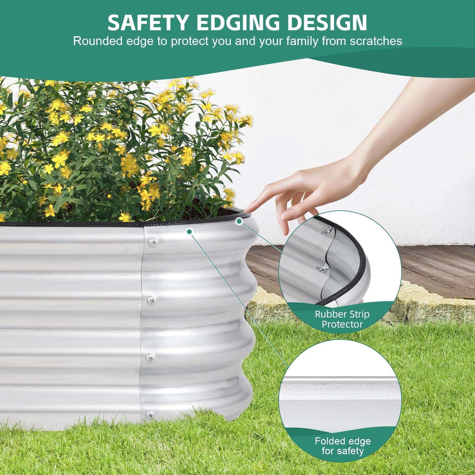 BIRDSINYARD 3 in 1 Galvanized Raised Garden Bed 4x2x1ft 2 Packs Modular Planter - Thumbnail 5