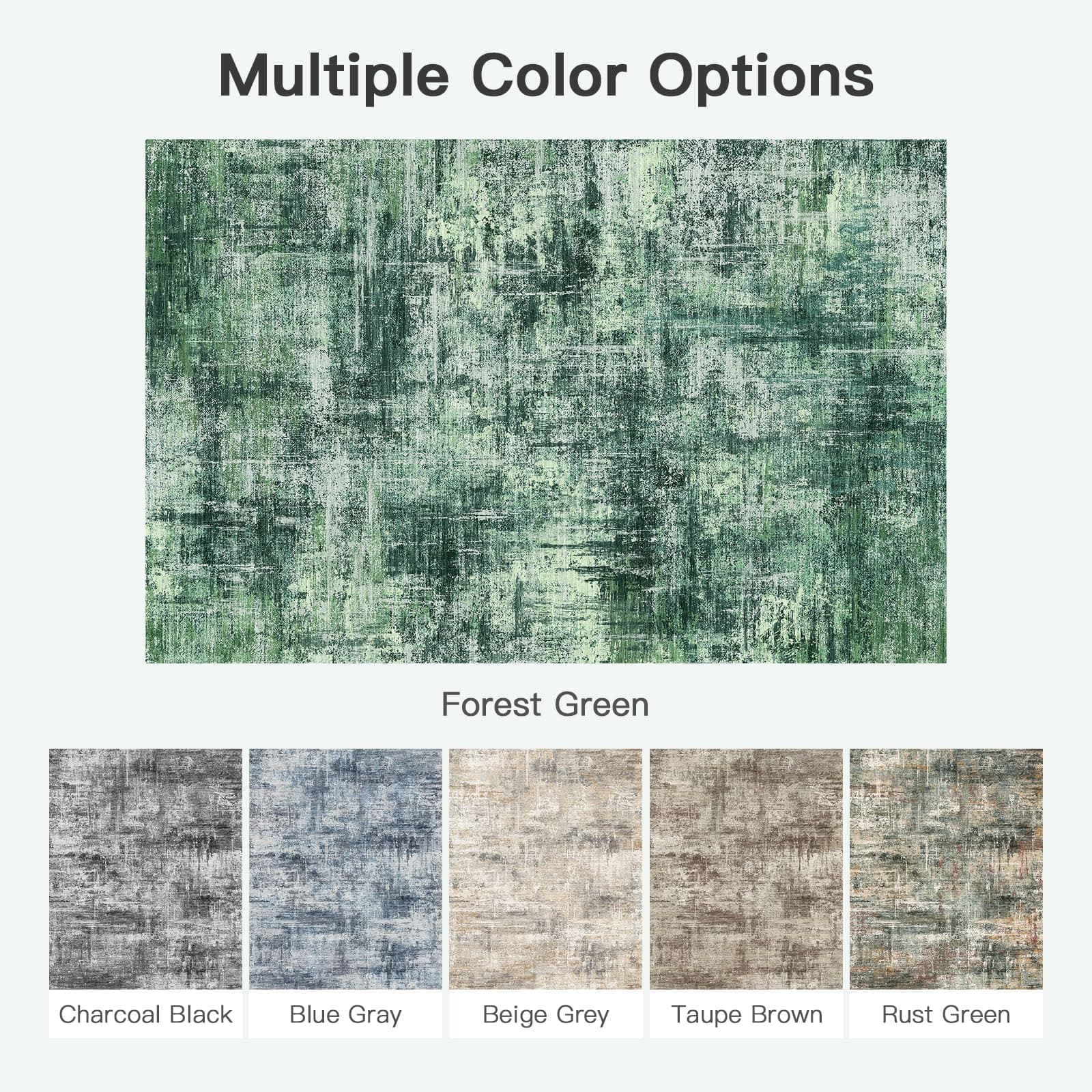 Lofus 5x7 Area Rug for Living Room, Green Abstract Rugs with Non-Slip Backing, N - Thumbnail 8