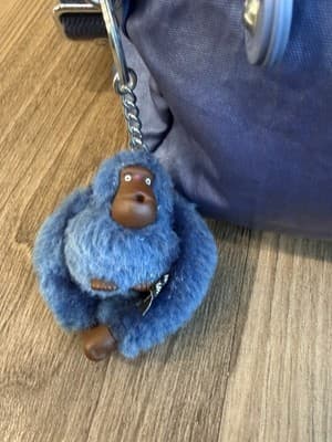 Kipling Elysia Blue Nylon Shoulder Bag Crossbody Multi Pocket Monkey Charm Tote - Thumbnail 3