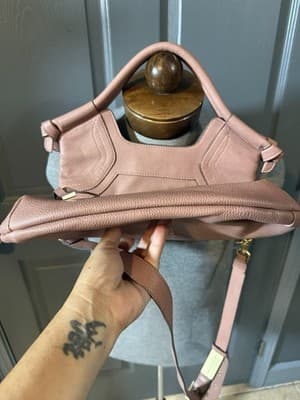 Foley + Corinna Pink Pebbled Leather Satchel Crossbody Bag Large Boho Hobo - Thumbnail 6