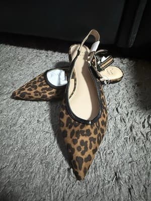 A New Day Shoes Lot Sz 8 Leopard Slingback Flats & Woven Block Heel Mules NWT - Thumbnail 10