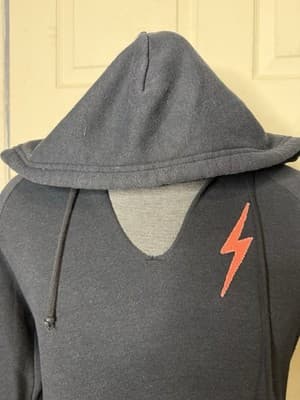 Aviator Nation Womens Split Neck Pullover Crop Bolt Chevron Hoodie Gray Size S - Thumbnail 11