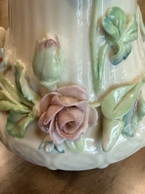 Belleek Ireland 3rd Mark Ewer Pitcher Floral Rose Parian China 1955–65 - Thumbnail 8