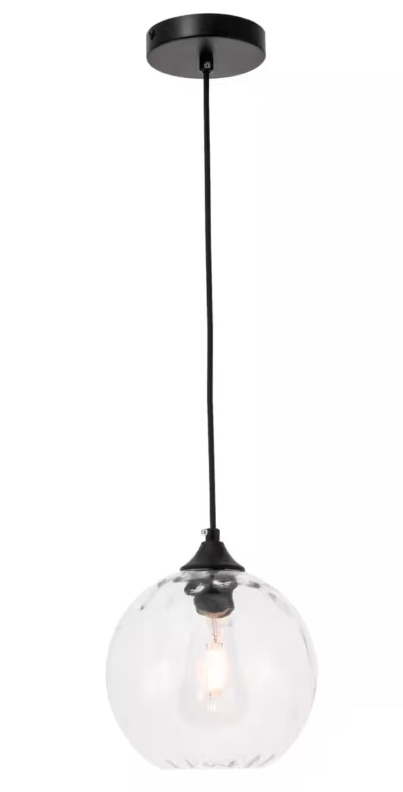 Modern Glass Pendant Light with Black Fixture - Image 1