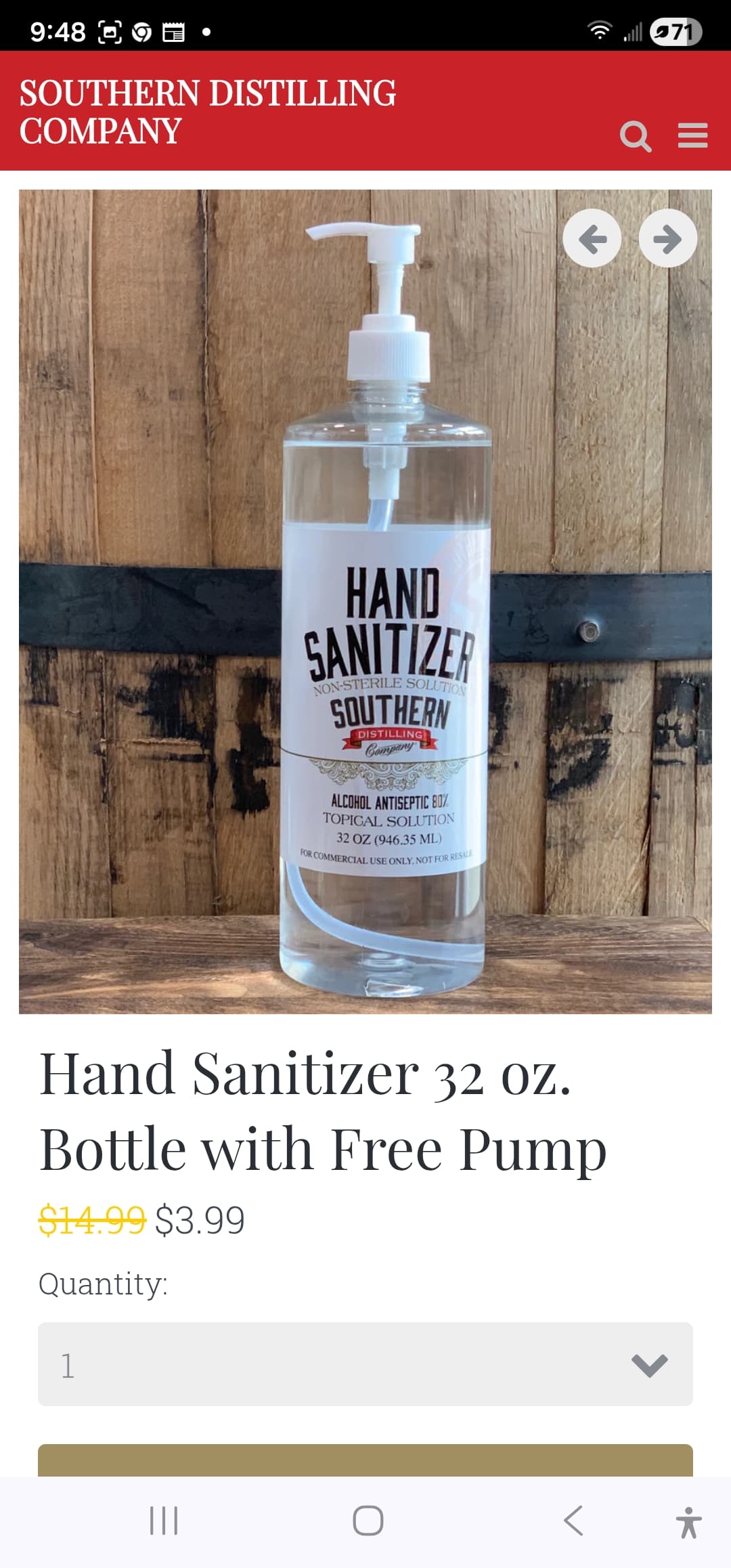 1 pallet 75 cases (12 bottles )900 total bottles Southern Distilling Hand Sanitizer 32 oz with Pump - Image 1