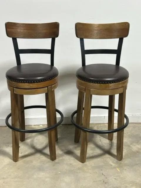 Set Of 2 Ashley Counterheight Stools With Faux Leather Seats - Image 1