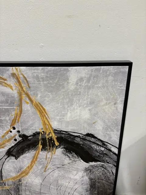Gold And Black Abstract Framed Canvas Artwork - Thumbnail 2