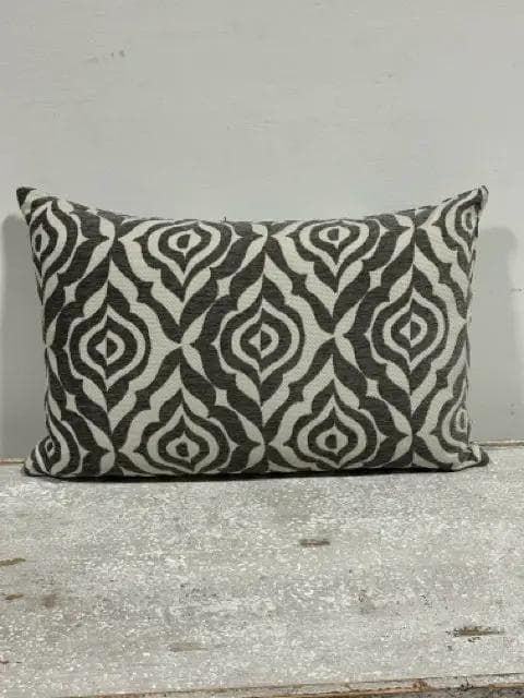 Grey & White Geometric Patterm Lumbar Pillow - Image 1